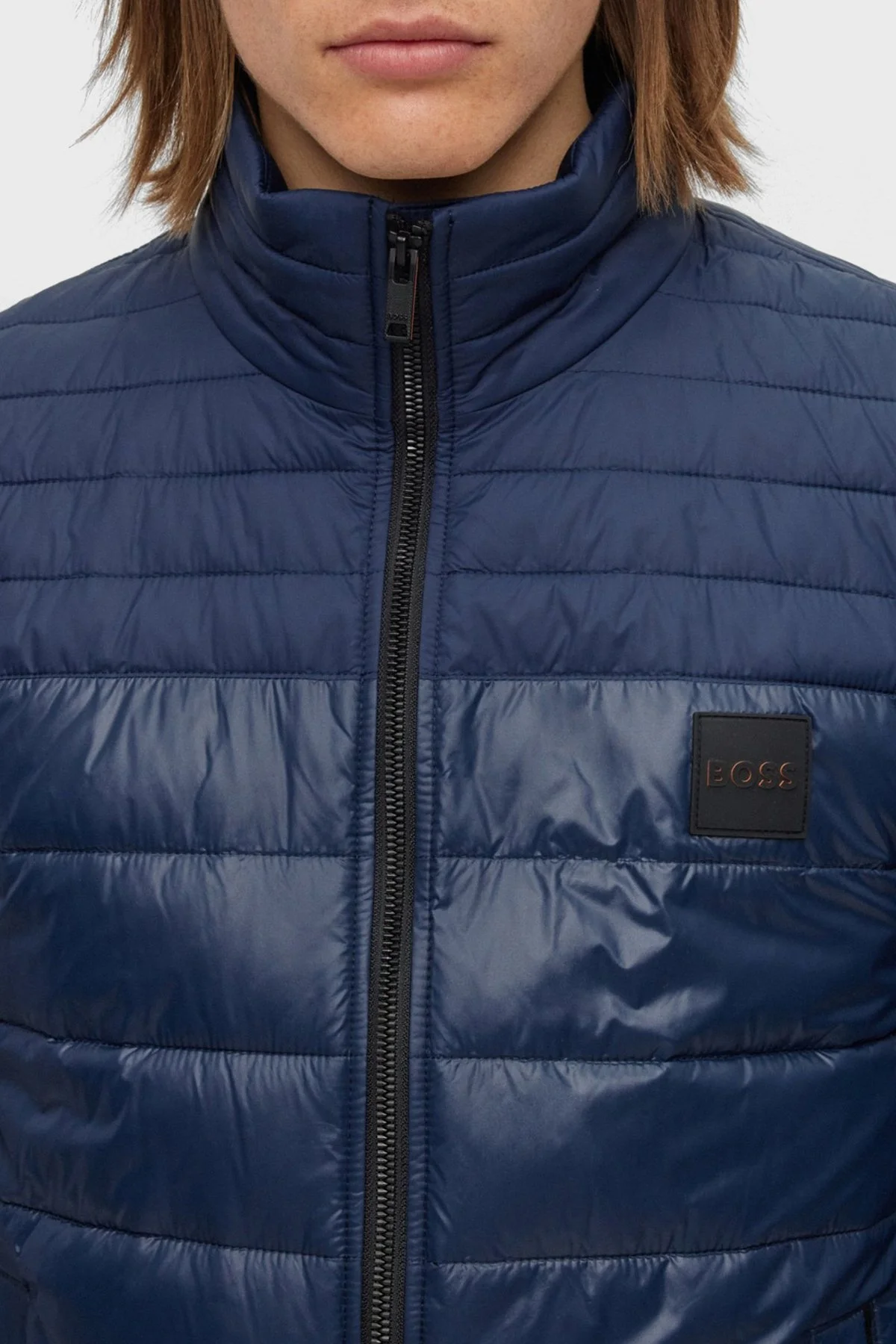 Boss Su Tutmaz Regular Fit Dik Yaka Hafif Şişme Erkek Mont 50496766 404 KOYU MAVİ - 5