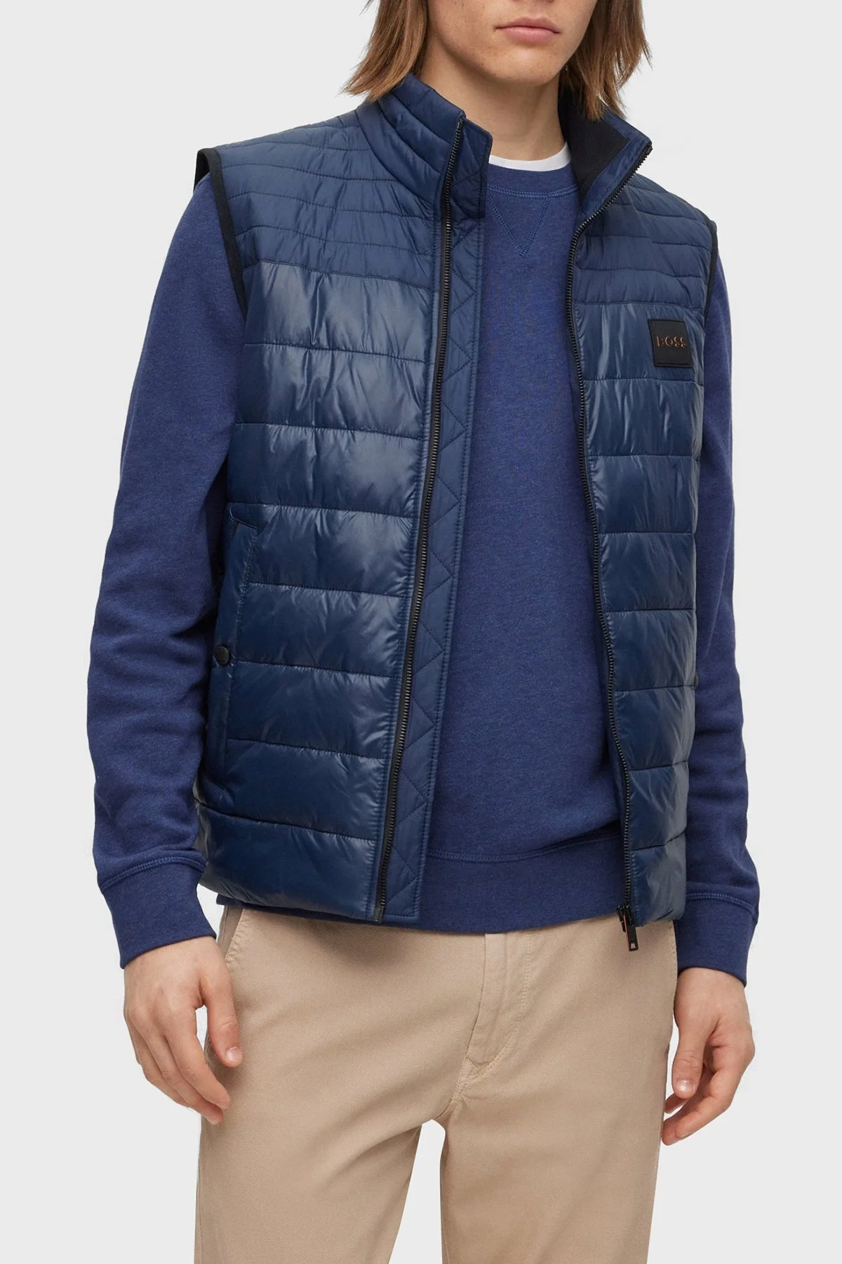 Boss Su Tutmaz Regular Fit Dik Yaka Şişme Erkek Yelek 50496725 404 KOYU MAVİ - 1