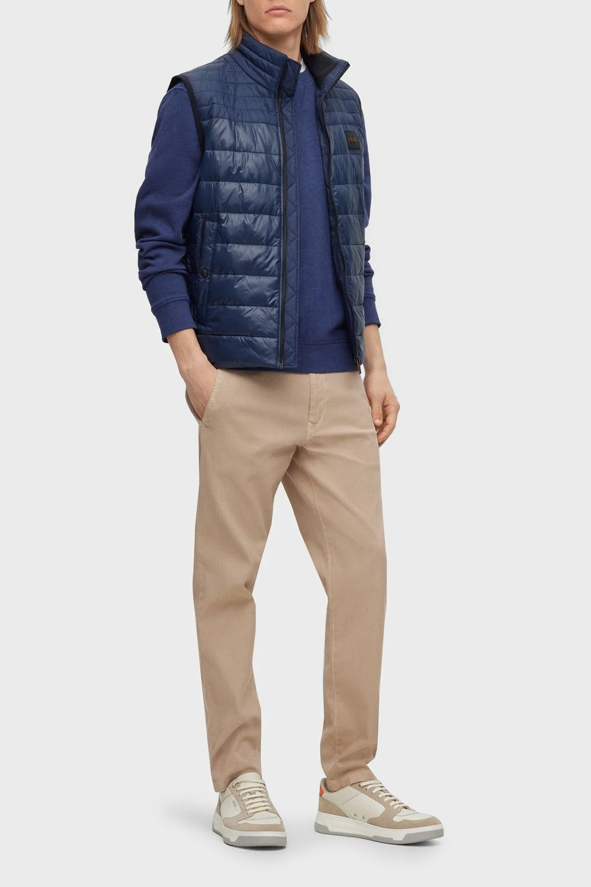 Boss Su Tutmaz Regular Fit Dik Yaka Şişme Erkek Yelek 50496725 404 KOYU MAVİ - 3