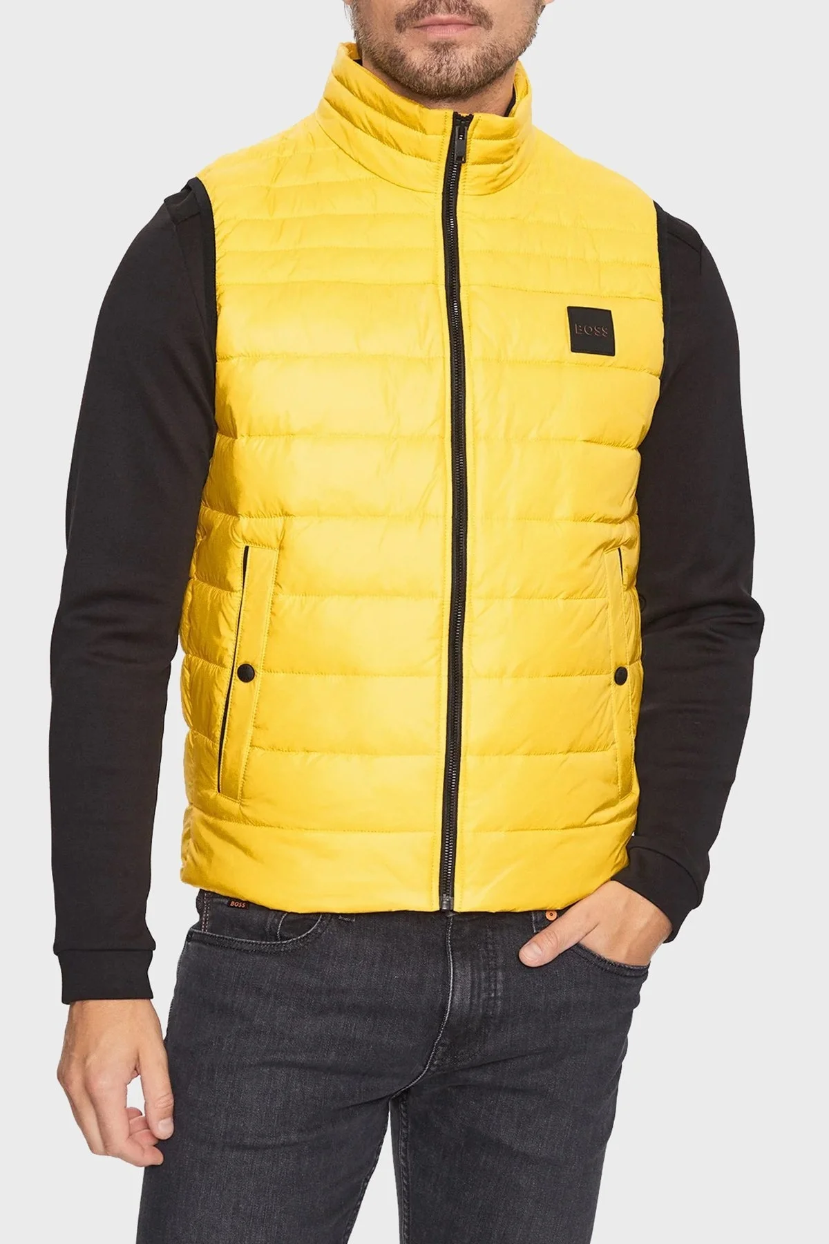 Boss Su Tutmaz Regular Fit Dik Yaka Şişme Erkek Yelek 50496725 740 AÇIK SARI - 1