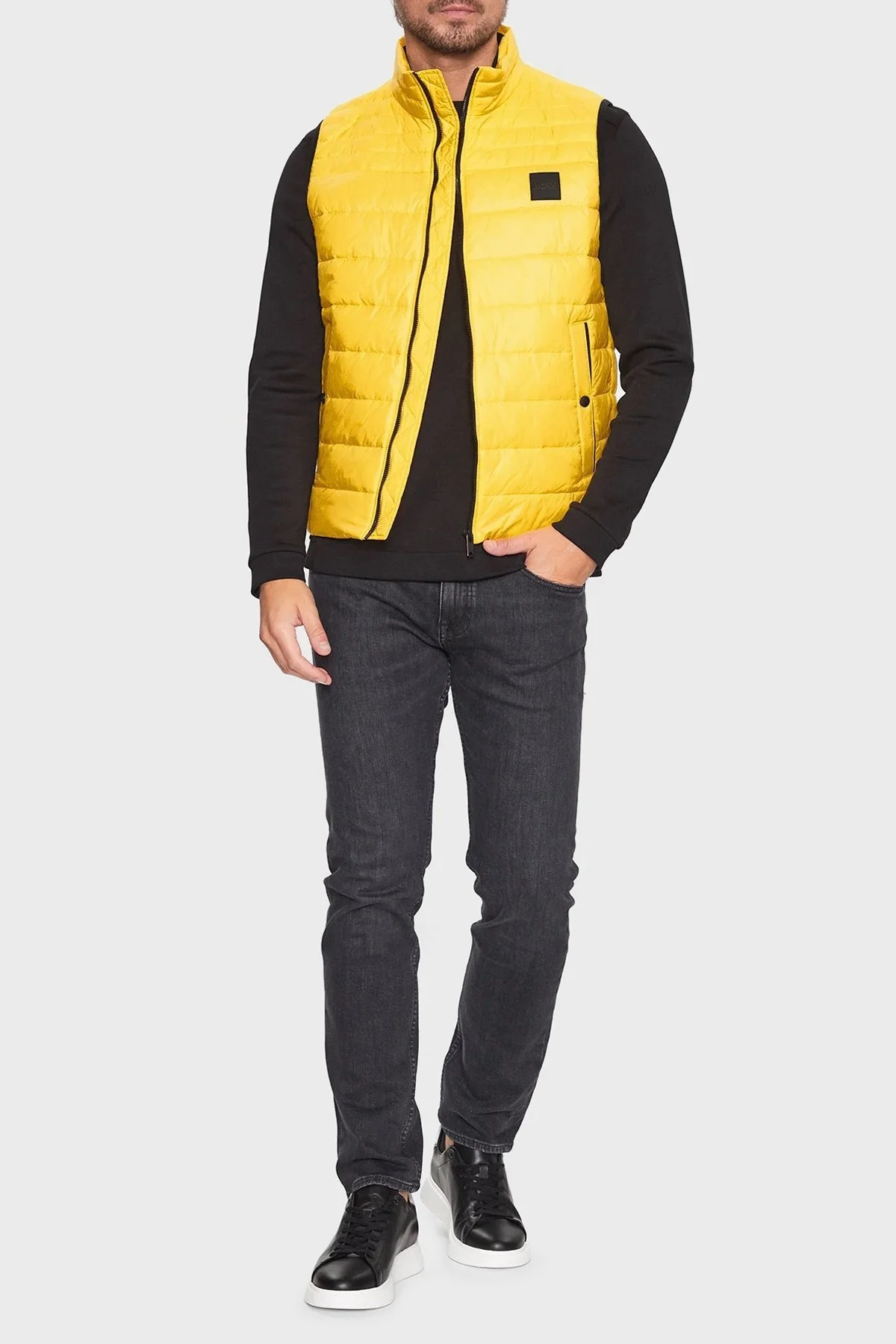 Boss Su Tutmaz Regular Fit Dik Yaka Şişme Erkek Yelek 50496725 740 AÇIK SARI - 3