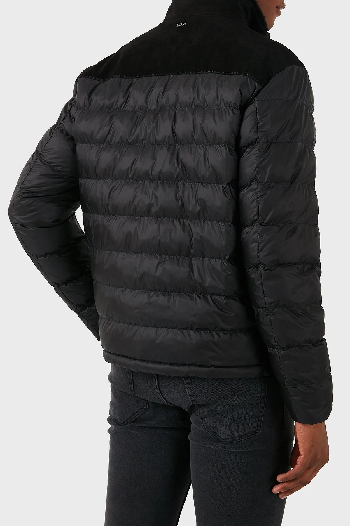 Boss Süet Regular Fit Logolu Dik Yaka Fermuarlı Erkek Mont 50524108 001 SİYAH - 3