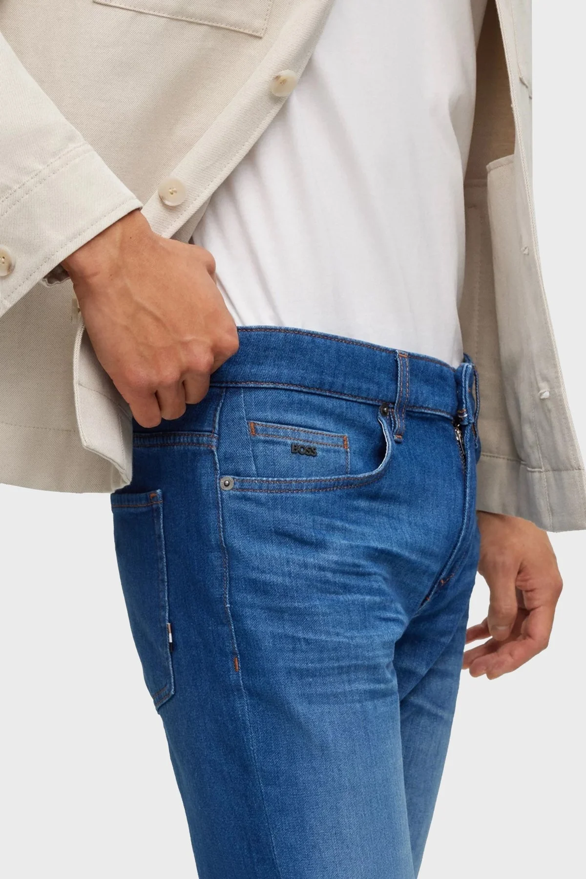 Boss Süper Yumuşak Pamuklu Slim Fit Normal Bel Dar Paça Jeans Erkek Kot Pantolon 50488478 434 LACİVERT - 3