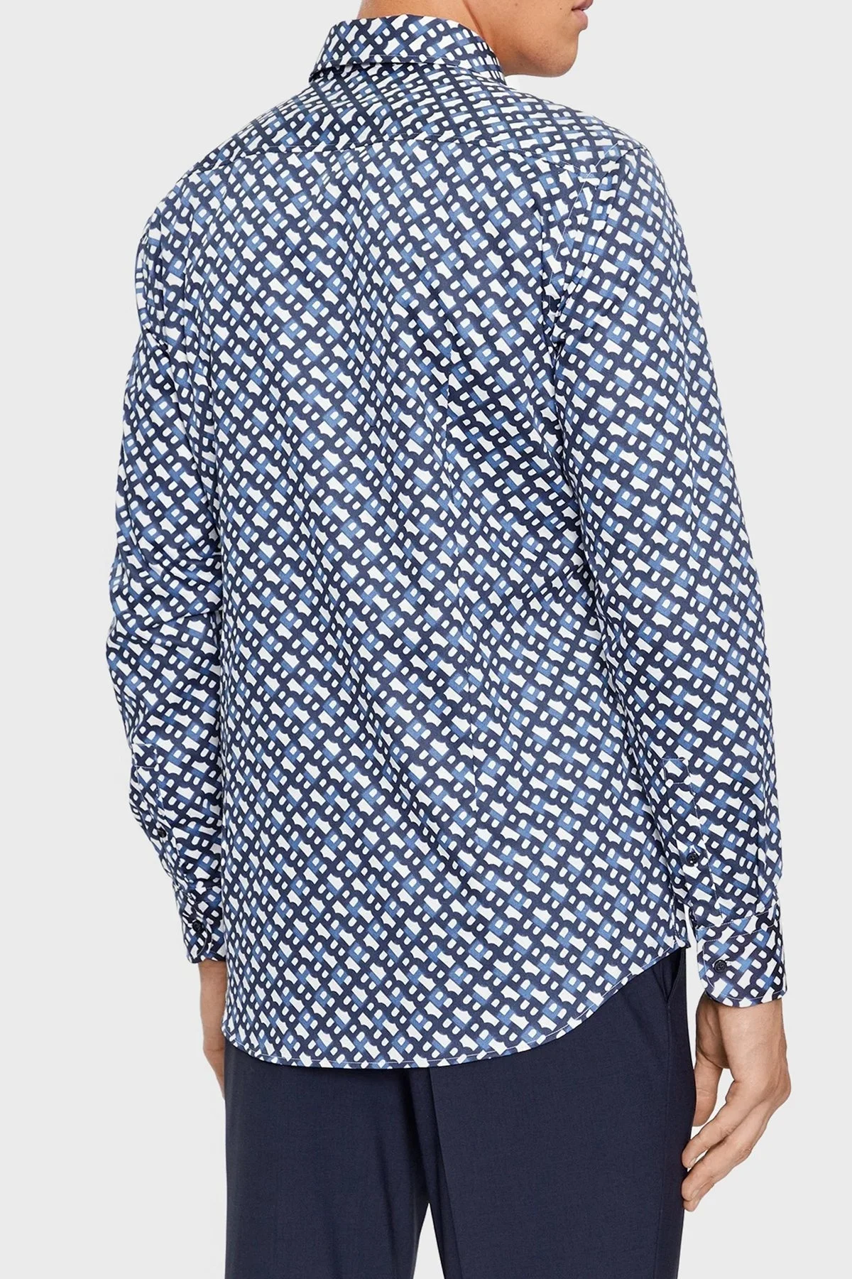 Boss Tamamı Logogramlı % 100 Pamuk Slim Fit Erkek Gömlek 50502888 410 LACİVERT - 7