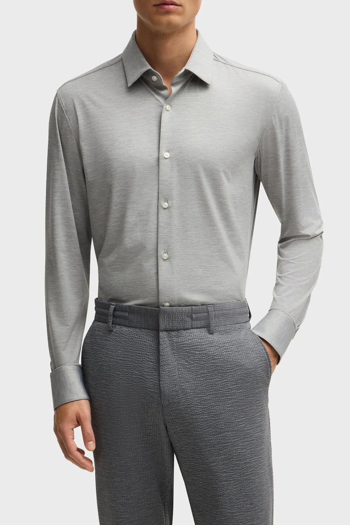 Boss Uzun Kollu Slim Fit Erkek Gömlek 50520091 041 GRİ - 1