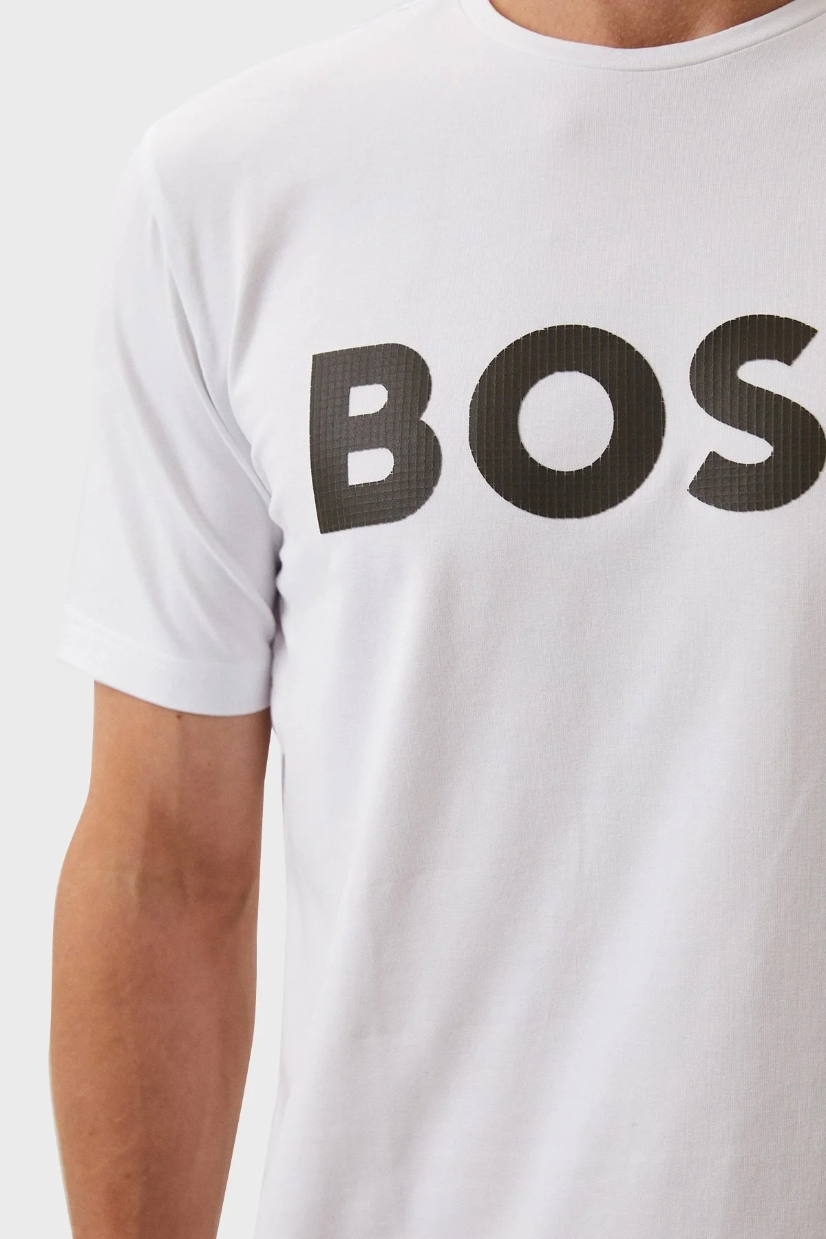 Boss Yansıtıcı Logo Baskılı Bisiklet Yaka Streç Pamuklu Regular Fit Erkek T Shirt 50501195 100 BEYAZ - 4