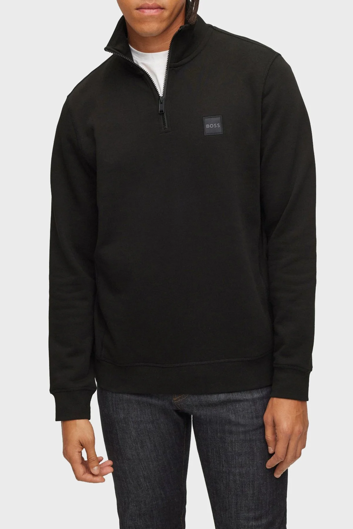Boss Yarım Fermuarlı Regular Fit % 100 Pamuk Erkek Sweat 50468926 001 SİYAH - 1