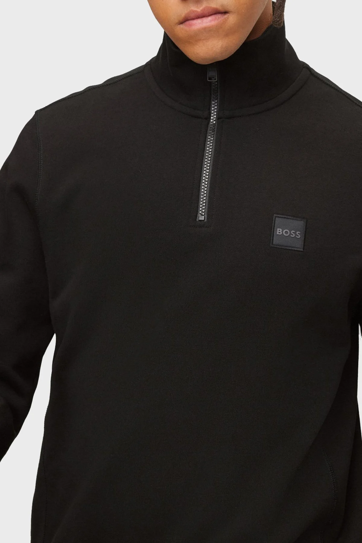 Boss Yarım Fermuarlı Regular Fit % 100 Pamuk Erkek Sweat 50468926 001 SİYAH - 4