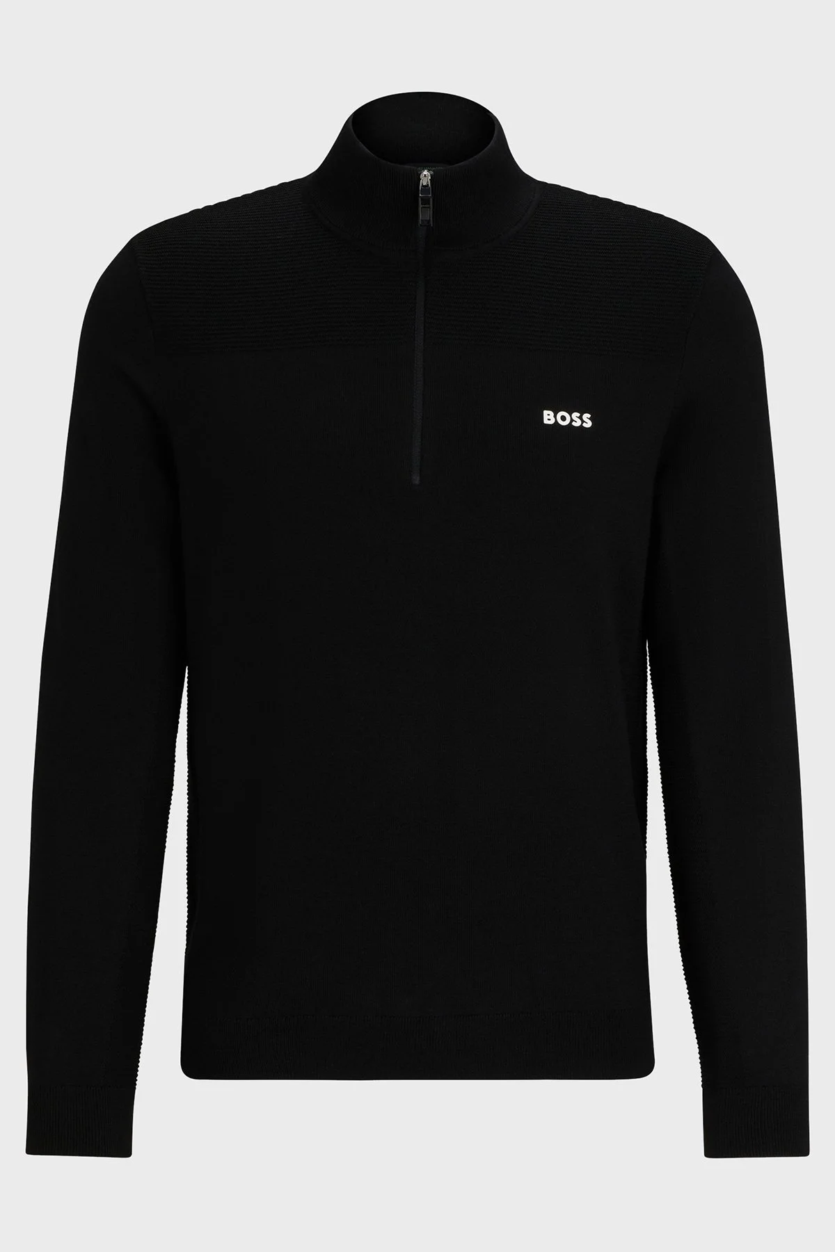 Boss Yarım Fermuarlı Yün Karışımlı Dik Yaka Regular Fit Erkek Kazak 50498560 001 SİYAH - 5