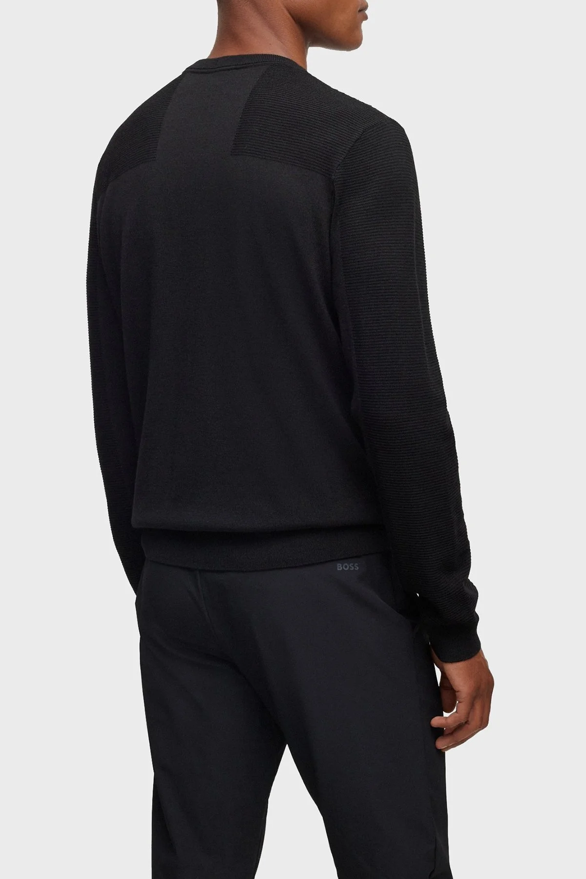 Boss Yün Karışımlı Bisiklet Yaka Regular Fit Erkek Kazak 50498559 001 SİYAH - 4