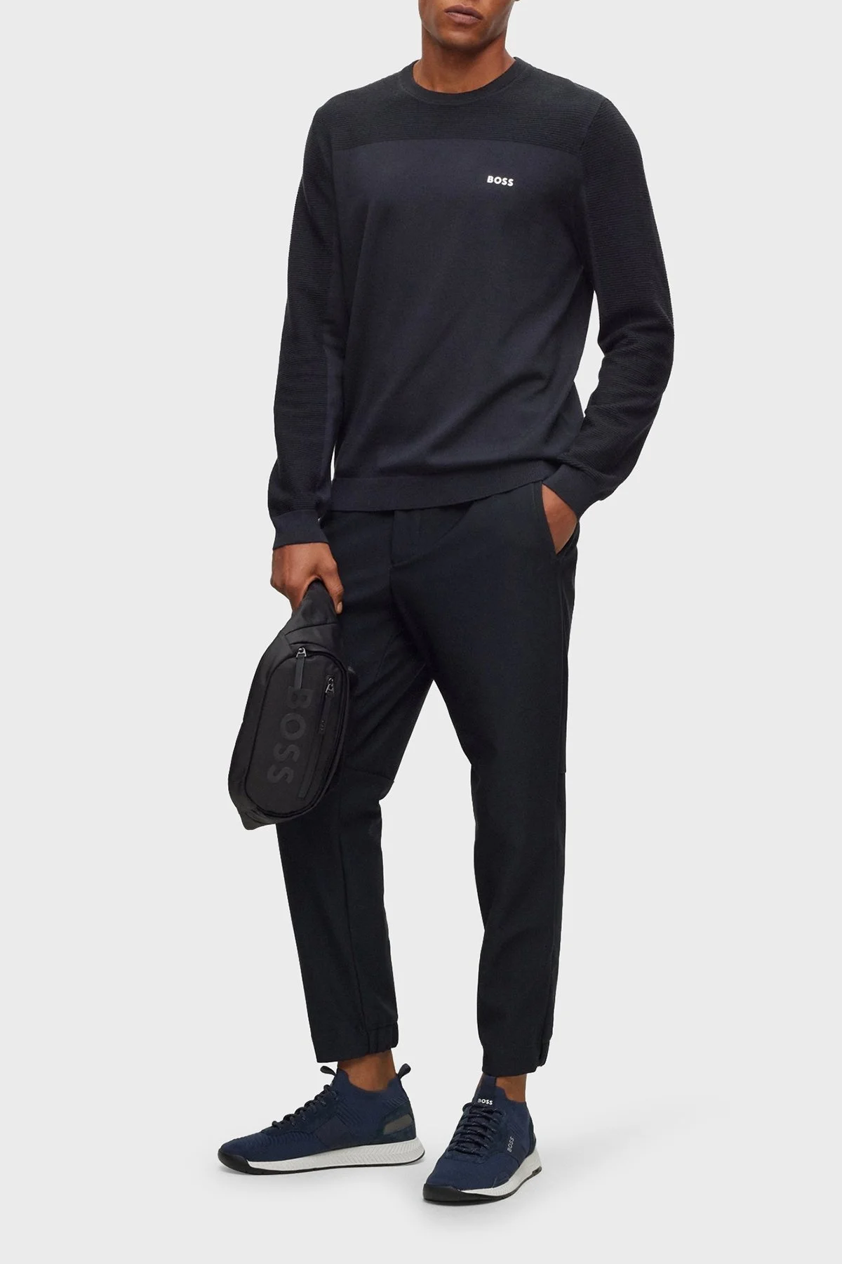 Boss Yün Karışımlı Bisiklet Yaka Regular Fit Erkek Kazak 50498559 402 LACİVERT - 2