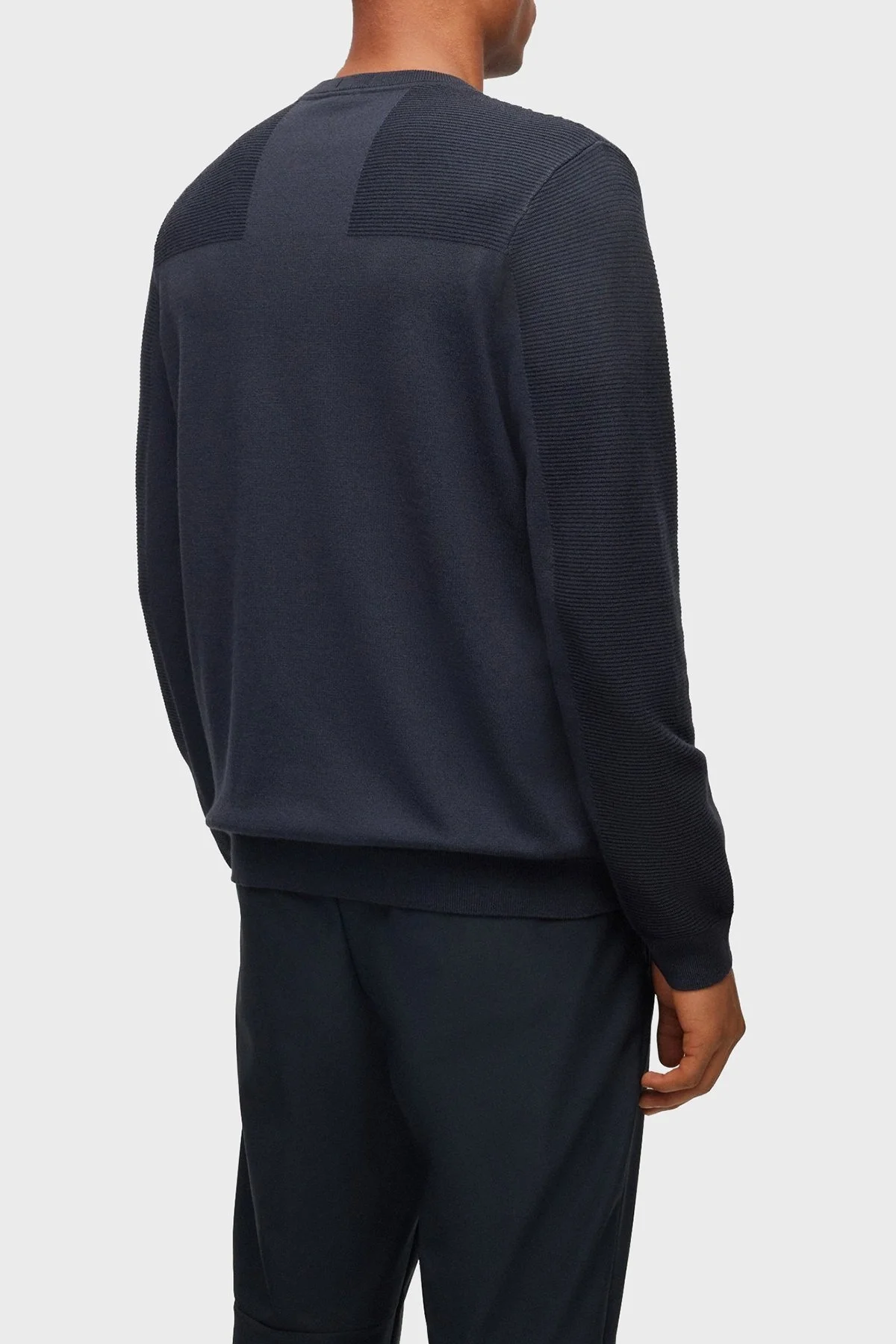 Boss Yün Karışımlı Bisiklet Yaka Regular Fit Erkek Kazak 50498559 402 LACİVERT - 4