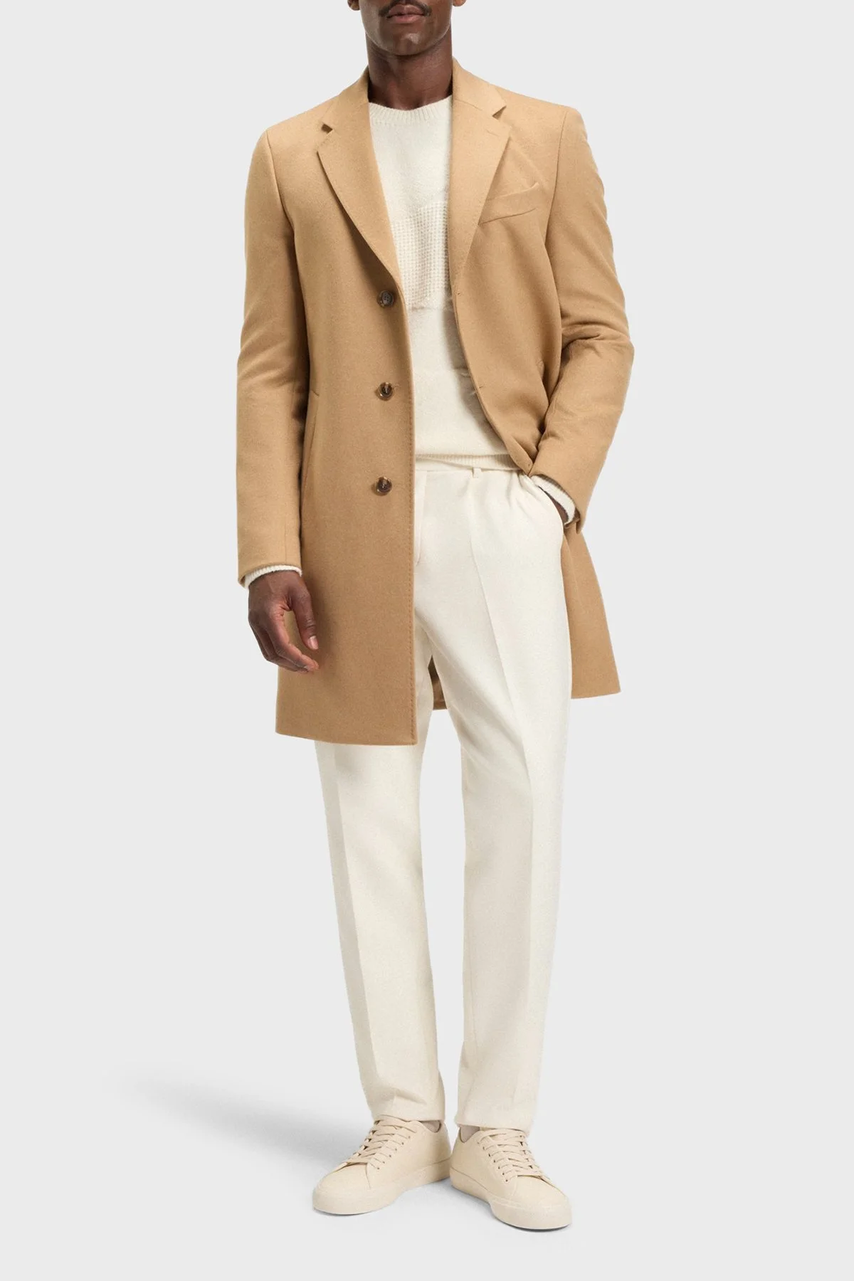 Boss Yün Karışımlı Dokulu Relaxed Fit Bisiklet Yaka Kazak Erkek Sweat 50550022 131 BEJ - 2