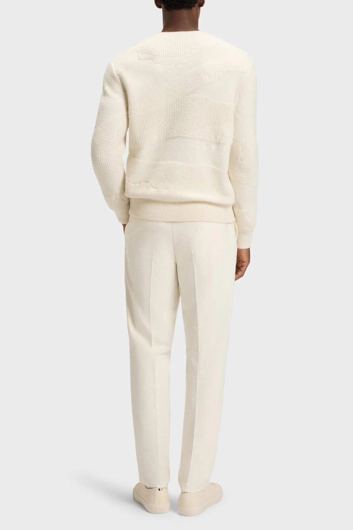 Boss Yün Karışımlı Dokulu Relaxed Fit Bisiklet Yaka Kazak Erkek Sweat 50550022 131 BEJ - 3