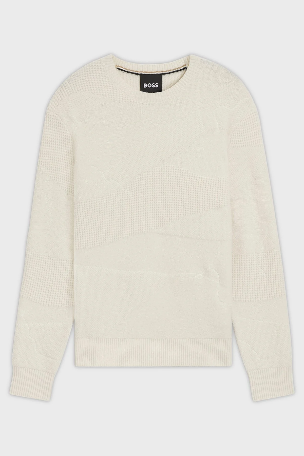 Boss Yün Karışımlı Dokulu Relaxed Fit Bisiklet Yaka Kazak Erkek Sweat 50550022 131 BEJ - 5