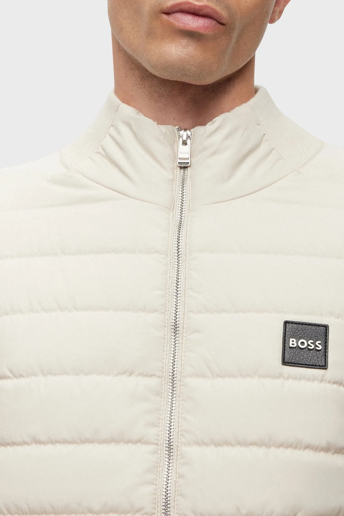 Boss Yün Karışımlı Fermuarlı Regular Fit Erkek Ceket 50500659 131 EKRU - 2