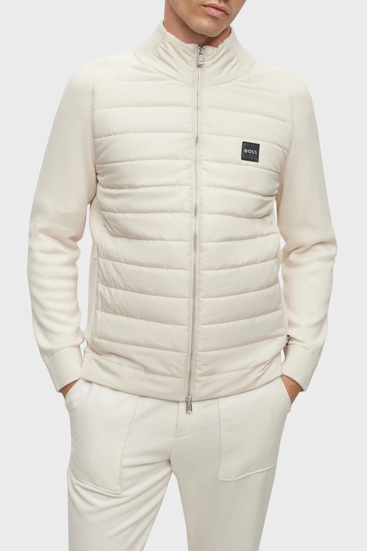 Boss Yün Karışımlı Fermuarlı Regular Fit Erkek Ceket 50500659 131 EKRU - 5