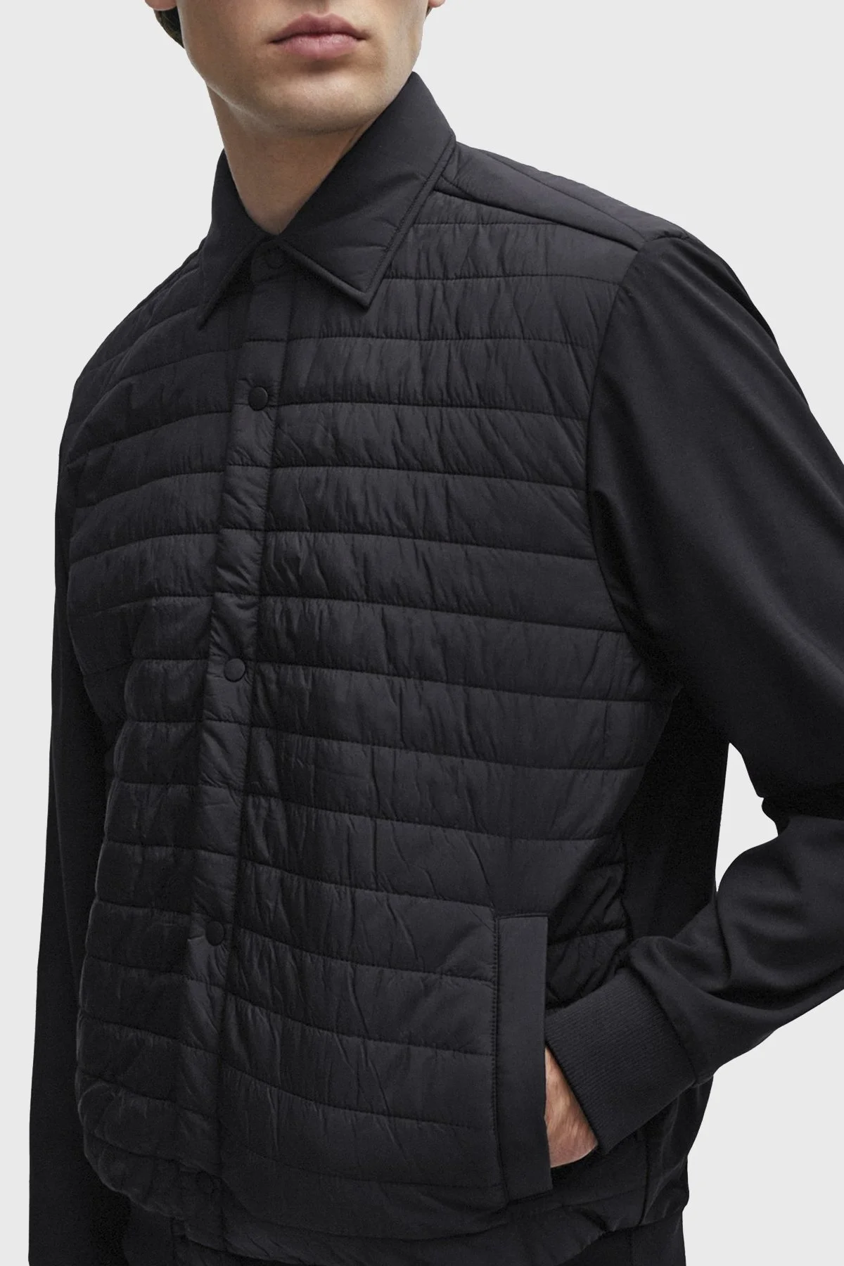 Boss Yün Karışımlı Gömlek Yaka Relaxed Fit Erkek Mont 50509207 001 SİYAH - 2