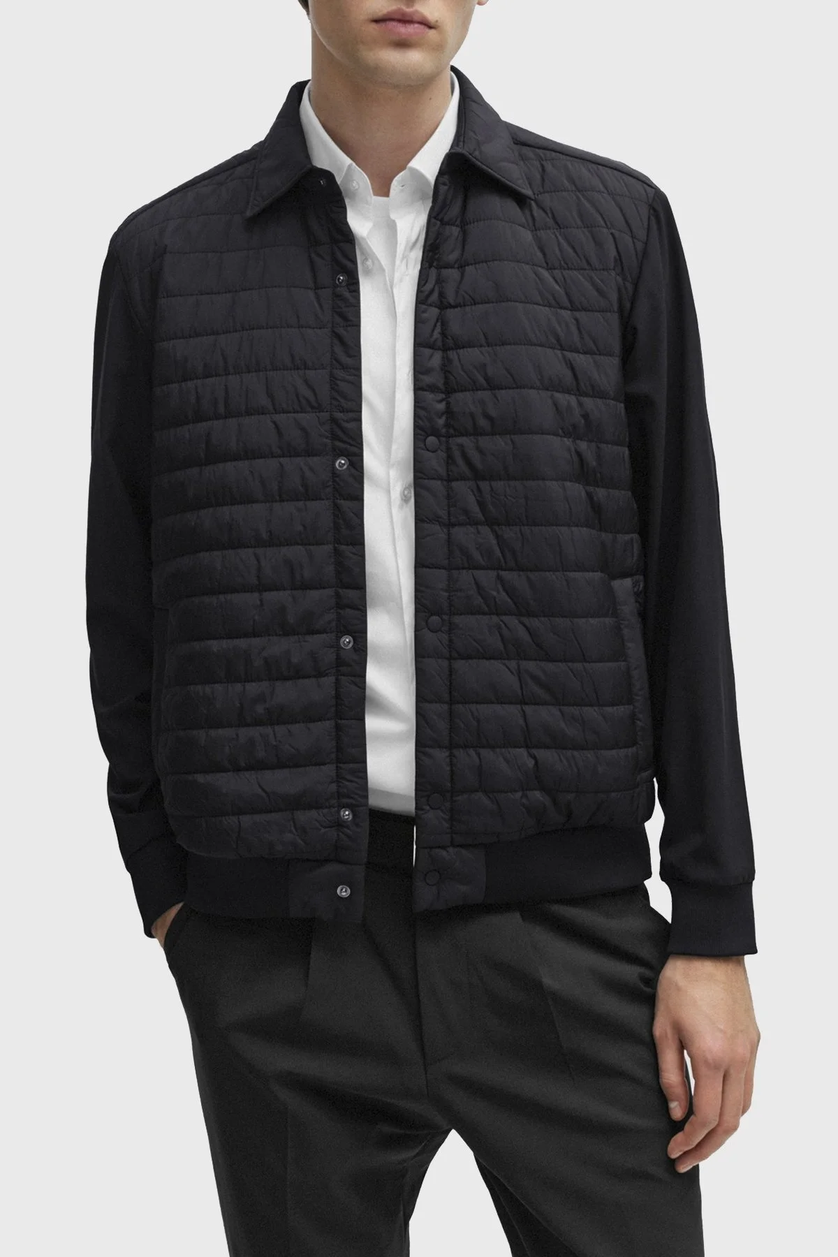 Boss Yün Karışımlı Gömlek Yaka Relaxed Fit Erkek Mont 50509207 001 SİYAH - 5