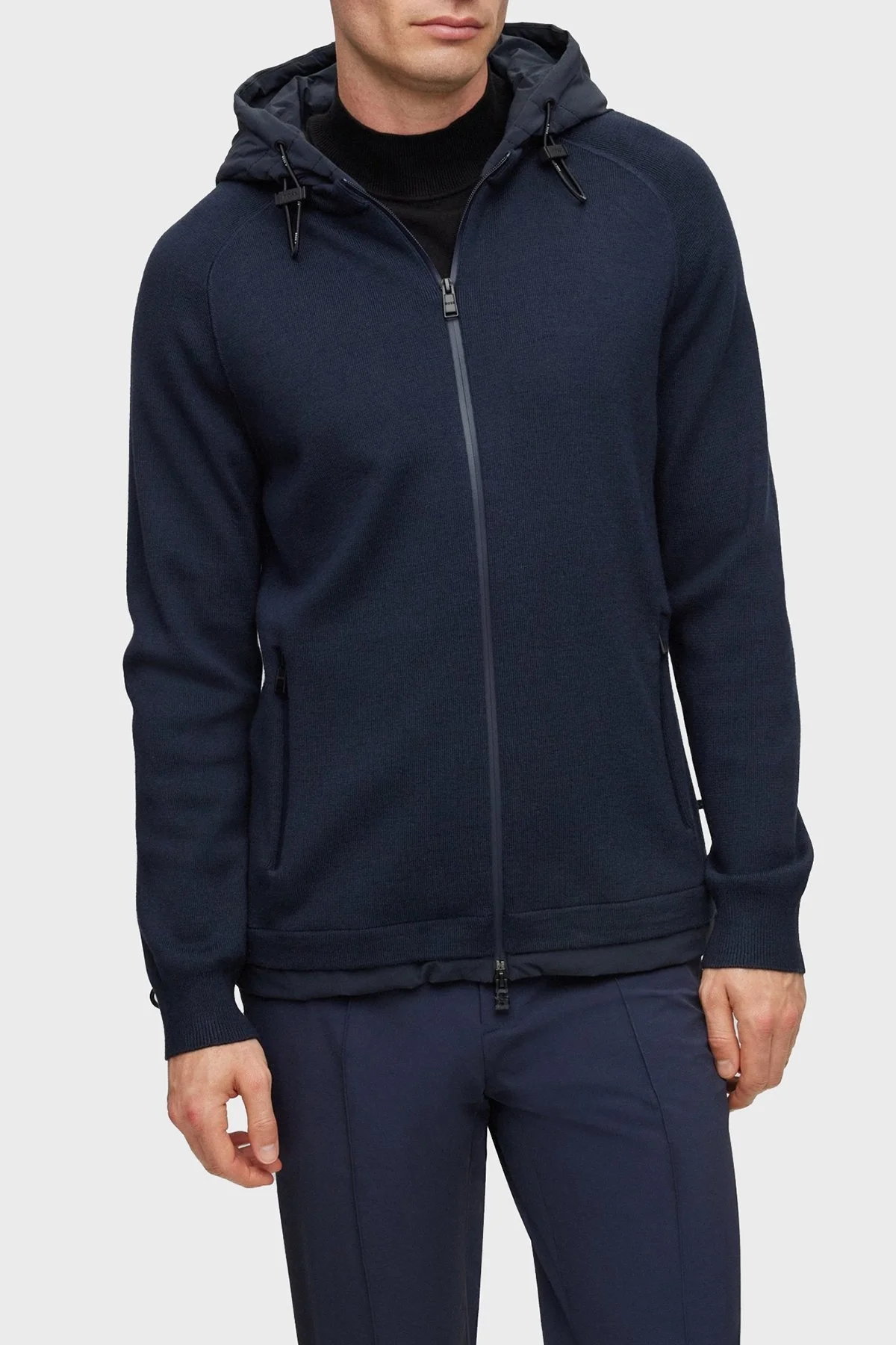 Boss Yün Karışımlı Kapüşonlu Regular Fit Erkek Ceket 50495390 404 MAVİ - 1