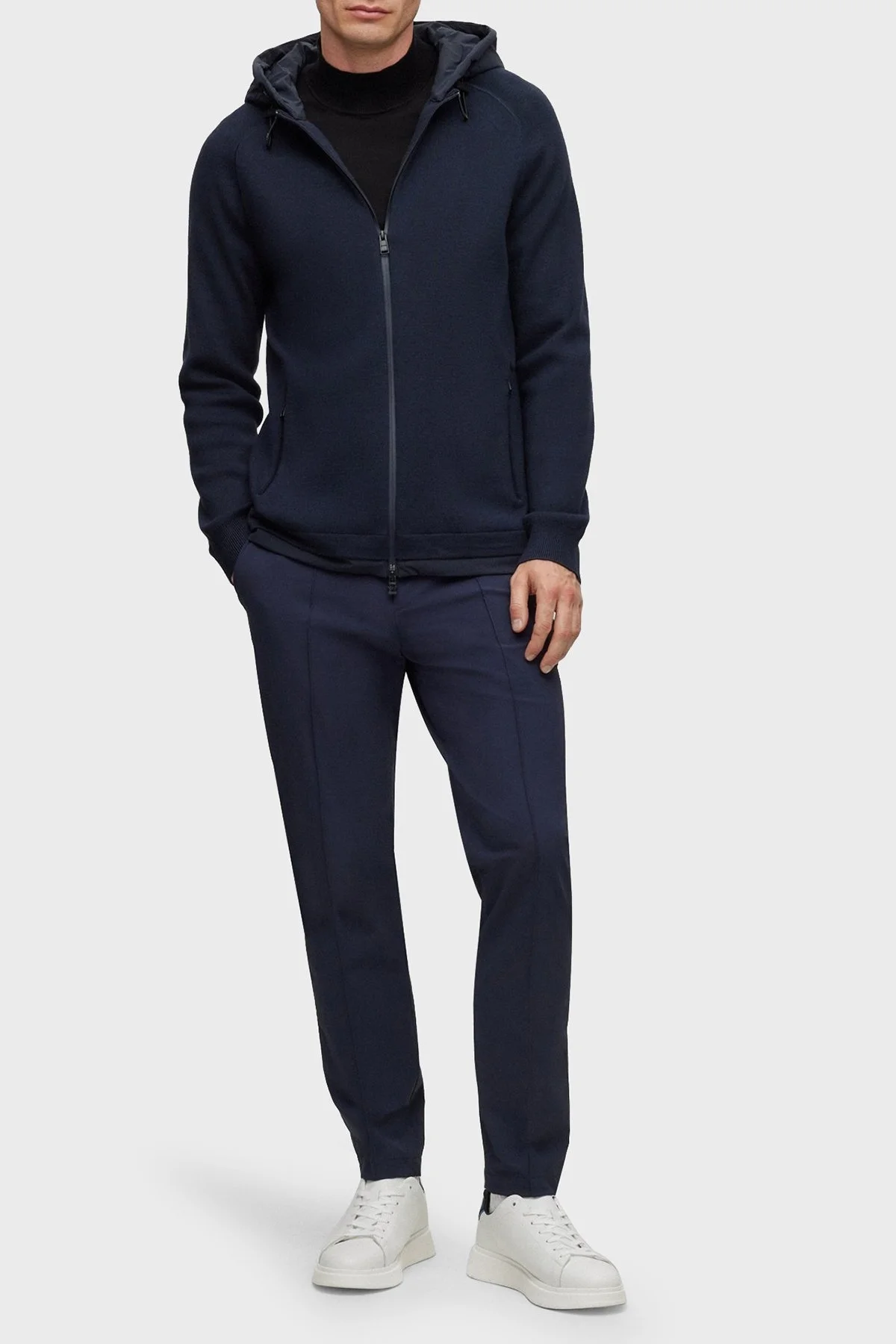 Boss Yün Karışımlı Kapüşonlu Regular Fit Erkek Ceket 50495390 404 MAVİ - 3