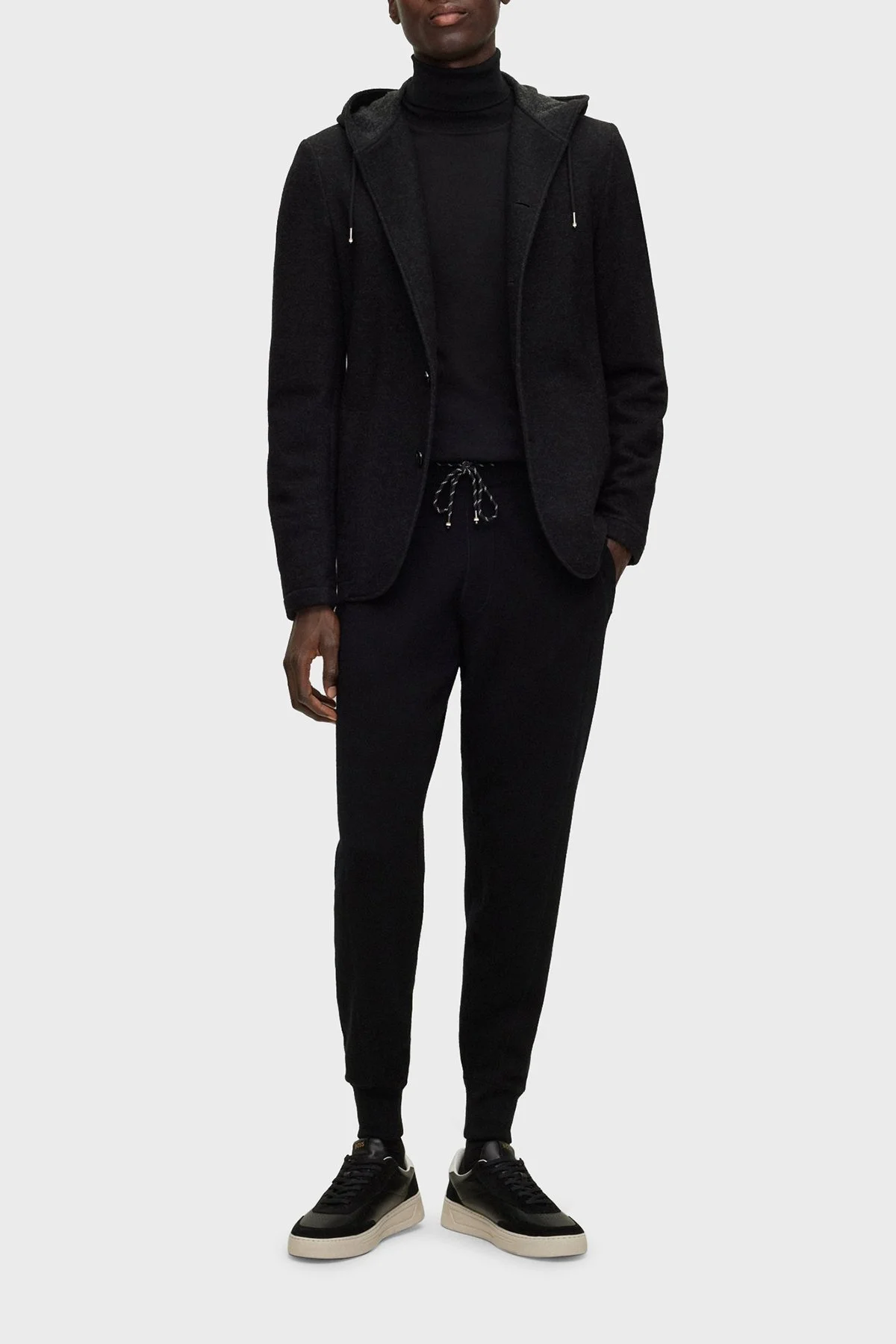 Boss Yün Karışımlı Kapüşonlu Slim Fit Erkek Ceket 50502529 001 SİYAH - 2