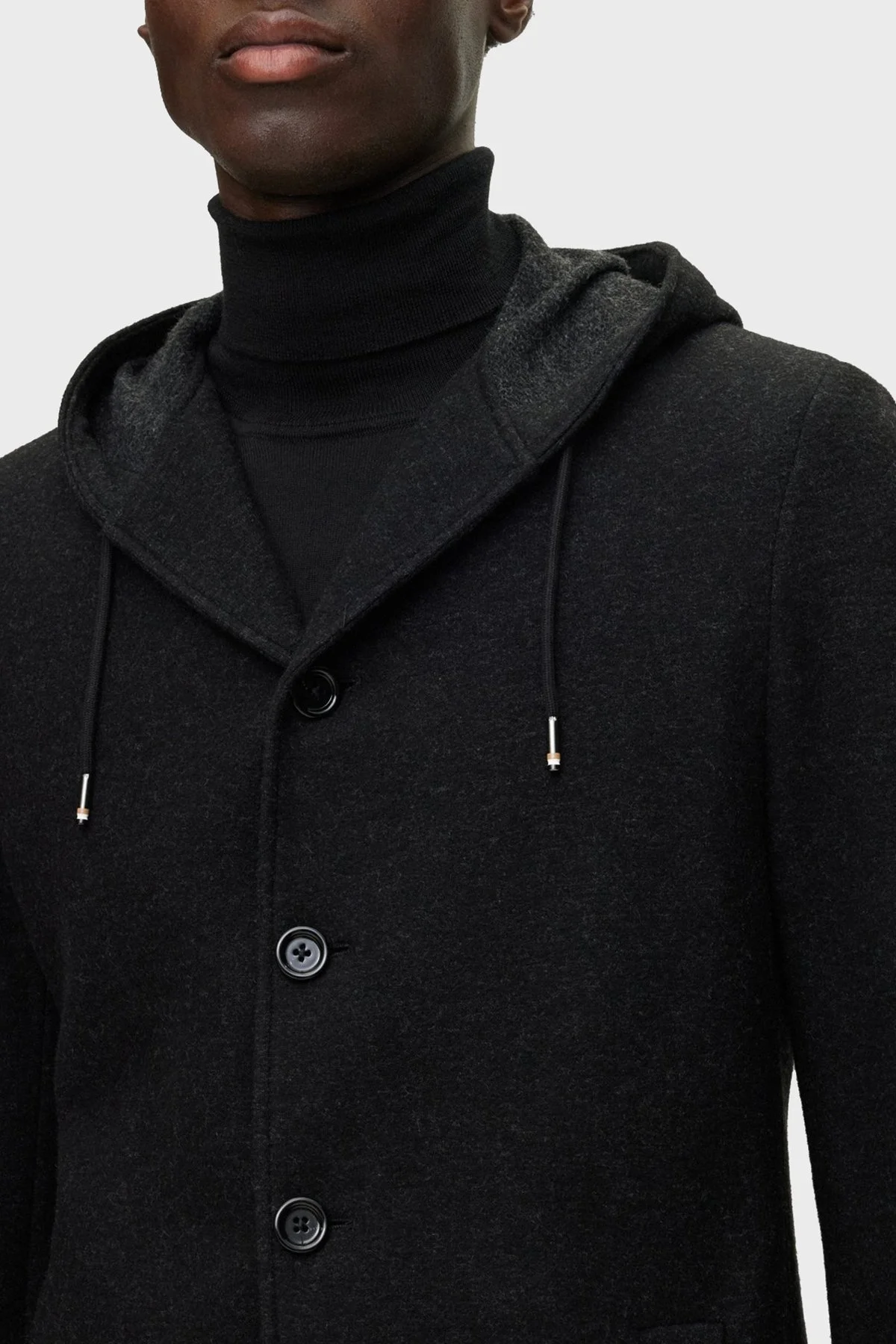 Boss Yün Karışımlı Kapüşonlu Slim Fit Erkek Ceket 50502529 001 SİYAH - 4