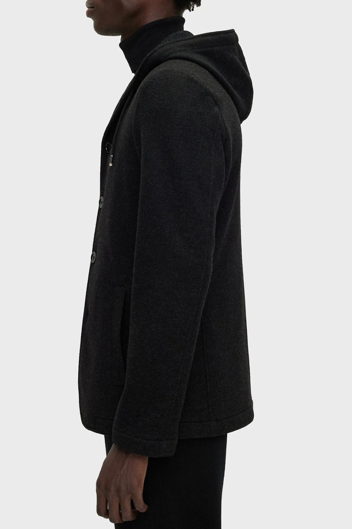 Boss Yün Karışımlı Kapüşonlu Slim Fit Erkek Ceket 50502529 001 SİYAH - 5