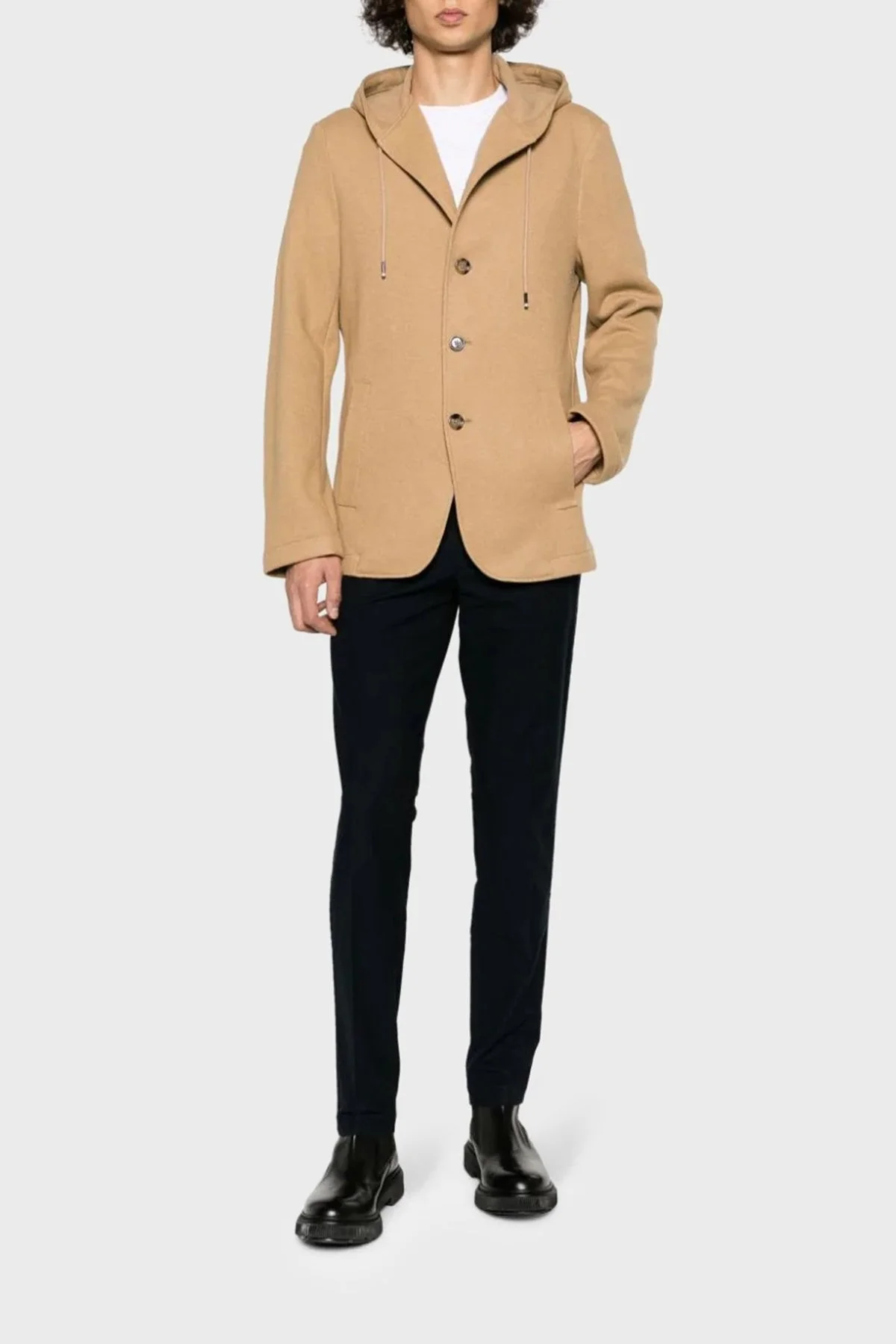 Boss Yün Karışımlı Kapüşonlu Slim Fit Erkek Ceket 50502529 260 TABA - 1