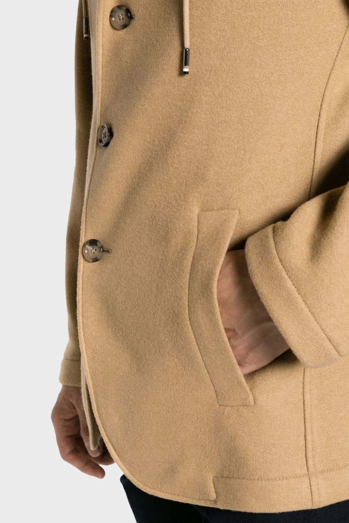 Boss Yün Karışımlı Kapüşonlu Slim Fit Erkek Ceket 50502529 260 TABA - 4