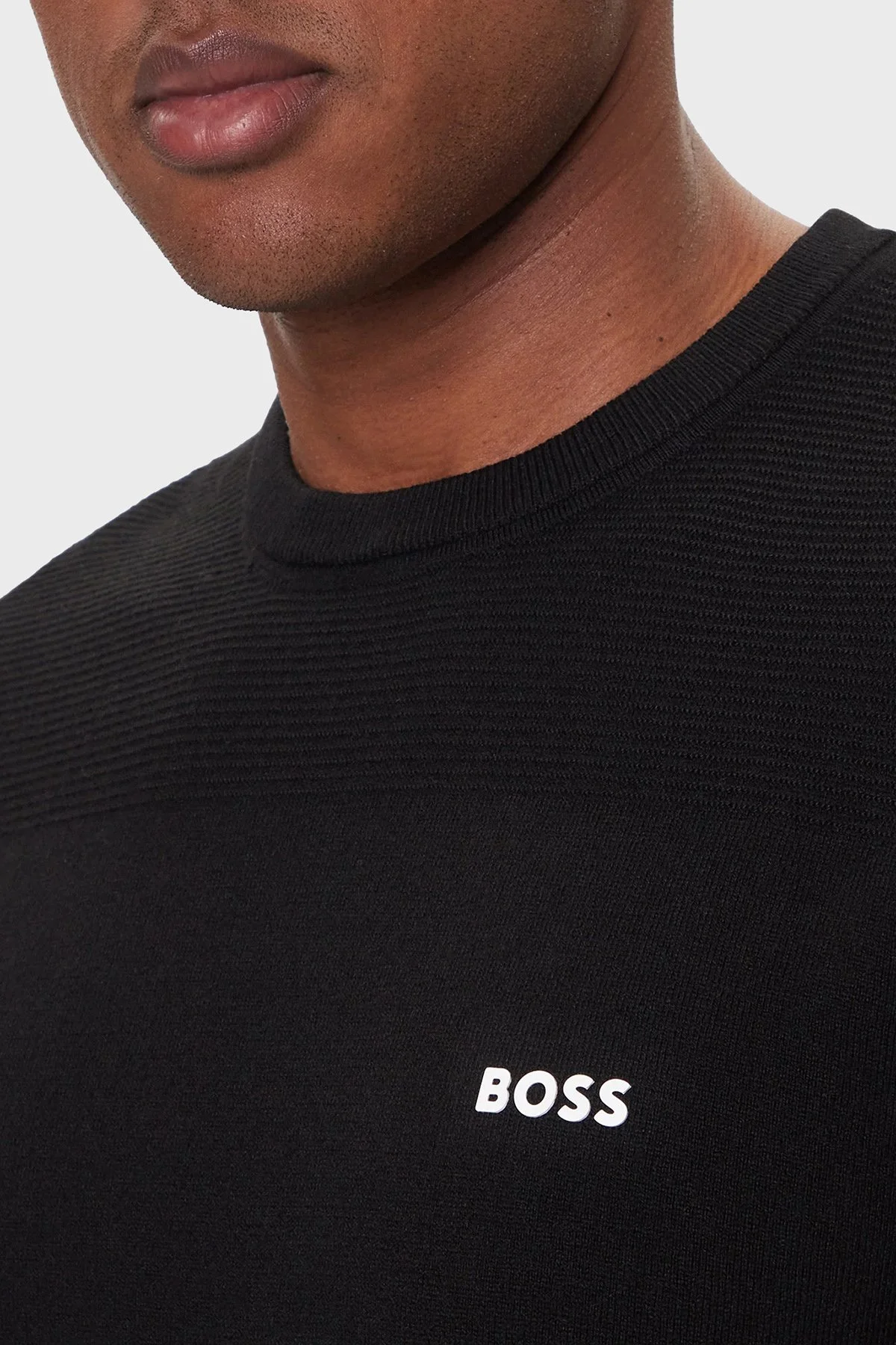 Boss Yün Karışımlı Regular Fit Bisiklet Yaka Erkek Kazak 50547507 001 SİYAH - 4