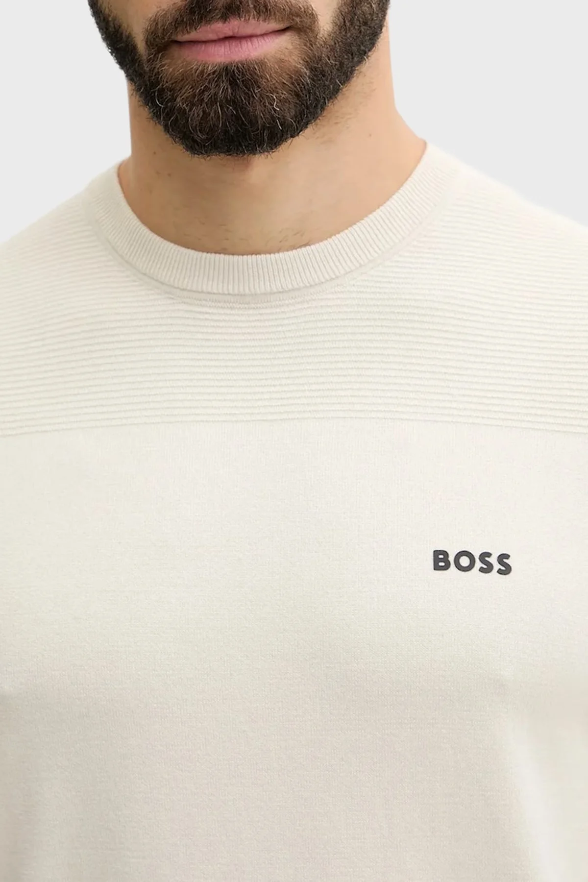 Boss Yün Karışımlı Regular Fit Bisiklet Yaka Erkek Kazak 50547507 131 BEJ - 4