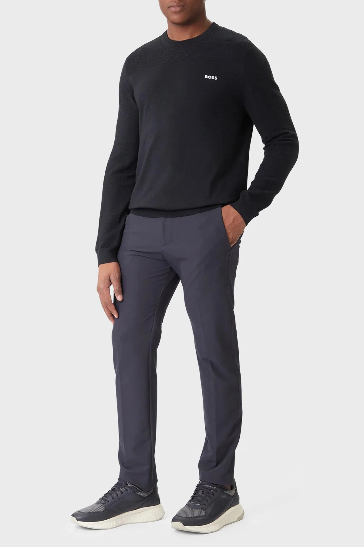 Boss Yün Karışımlı Regular Fit Bisiklet Yaka Erkek Kazak 50547507 402 LACİVERT - 2