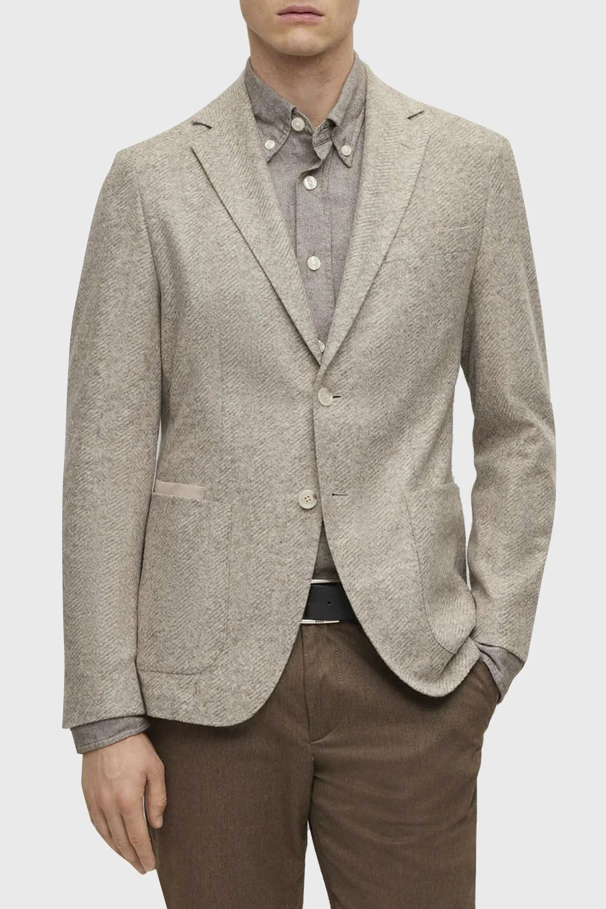 Boss Yün Karışımlı Regular Fit Blazer Erkek Ceket 50502515 131 BEJ - 1