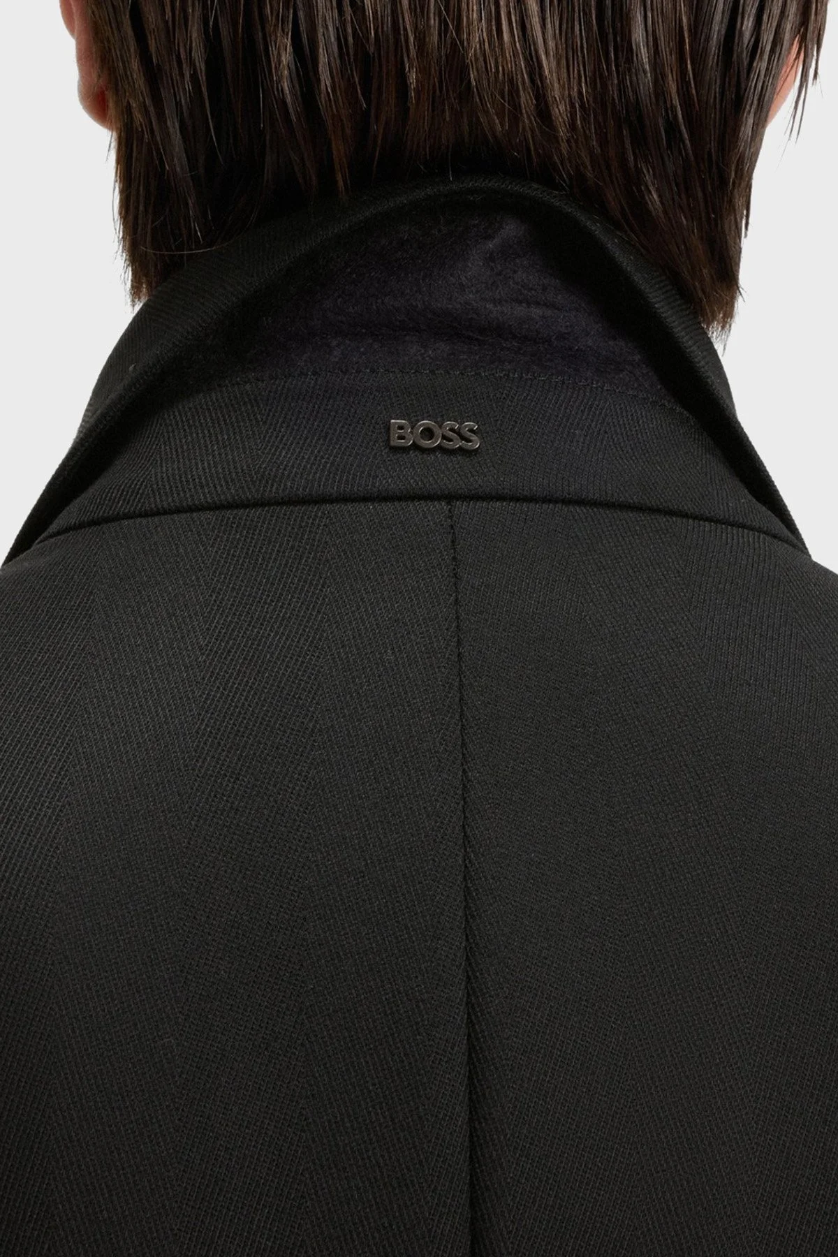 Boss Yün Karışımlı Su İtici Slim Fit Çıkarılabilir Yaka Uzun Erkek Kaban 50551117 001 SİYAH - 5