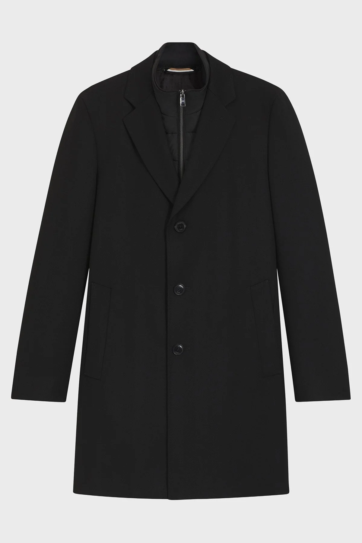 Boss Yün Karışımlı Su İtici Slim Fit Çıkarılabilir Yaka Uzun Erkek Kaban 50551117 001 SİYAH - 6