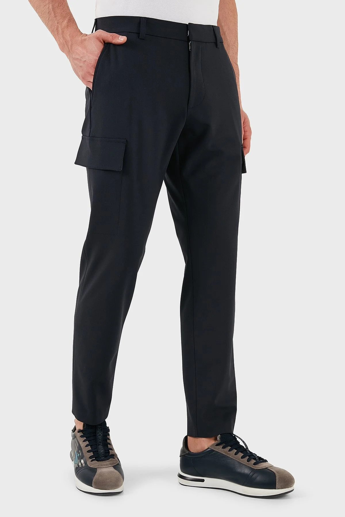 Boss Yün Karışımlı Tapered Fit Daralan Paça Kargo Cepli Erkek Pantolon 50535069 404 LACİVERT - 1