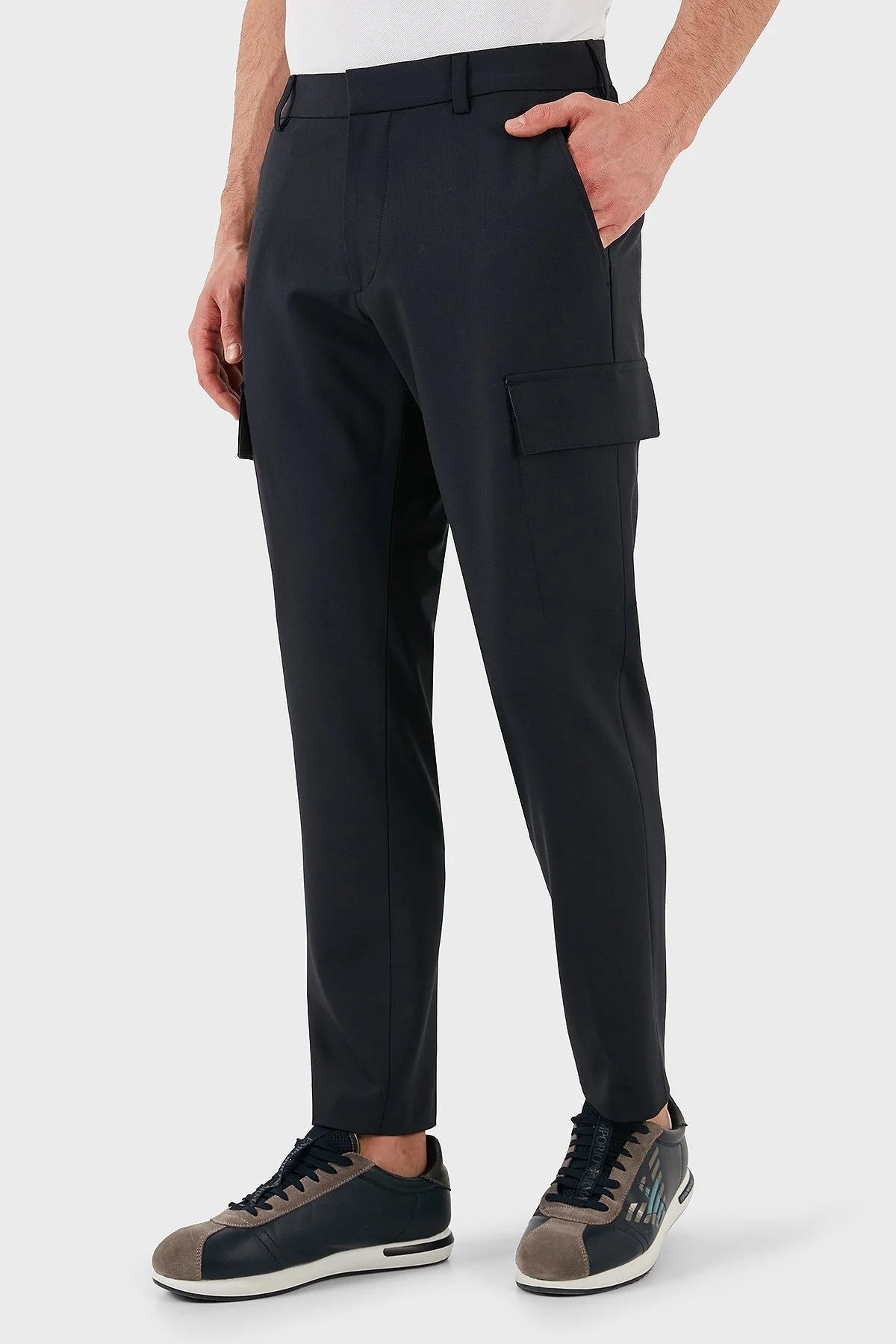 Boss Yün Karışımlı Tapered Fit Daralan Paça Kargo Cepli Erkek Pantolon 50535069 404 LACİVERT - 3