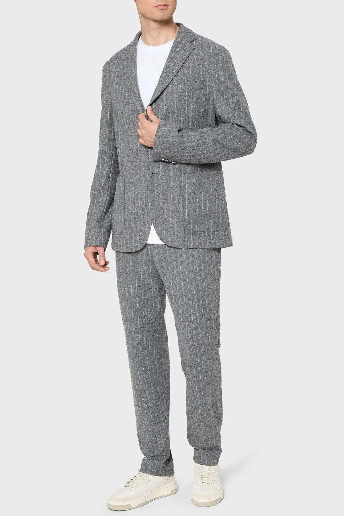 Boss Yün Karışımlı Tapered Fit Normal Bel Düz Paça Çizgili Erkek Pantolon 50551518 030 GRİ - 2