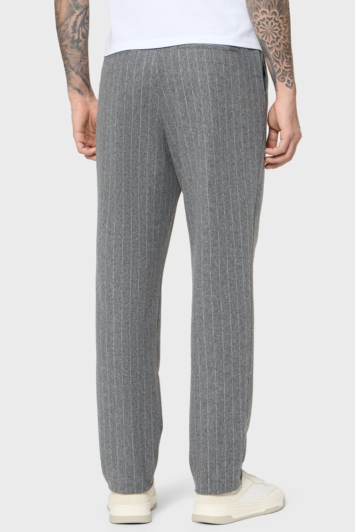 Boss Yün Karışımlı Tapered Fit Normal Bel Düz Paça Çizgili Erkek Pantolon 50551518 030 GRİ - 3