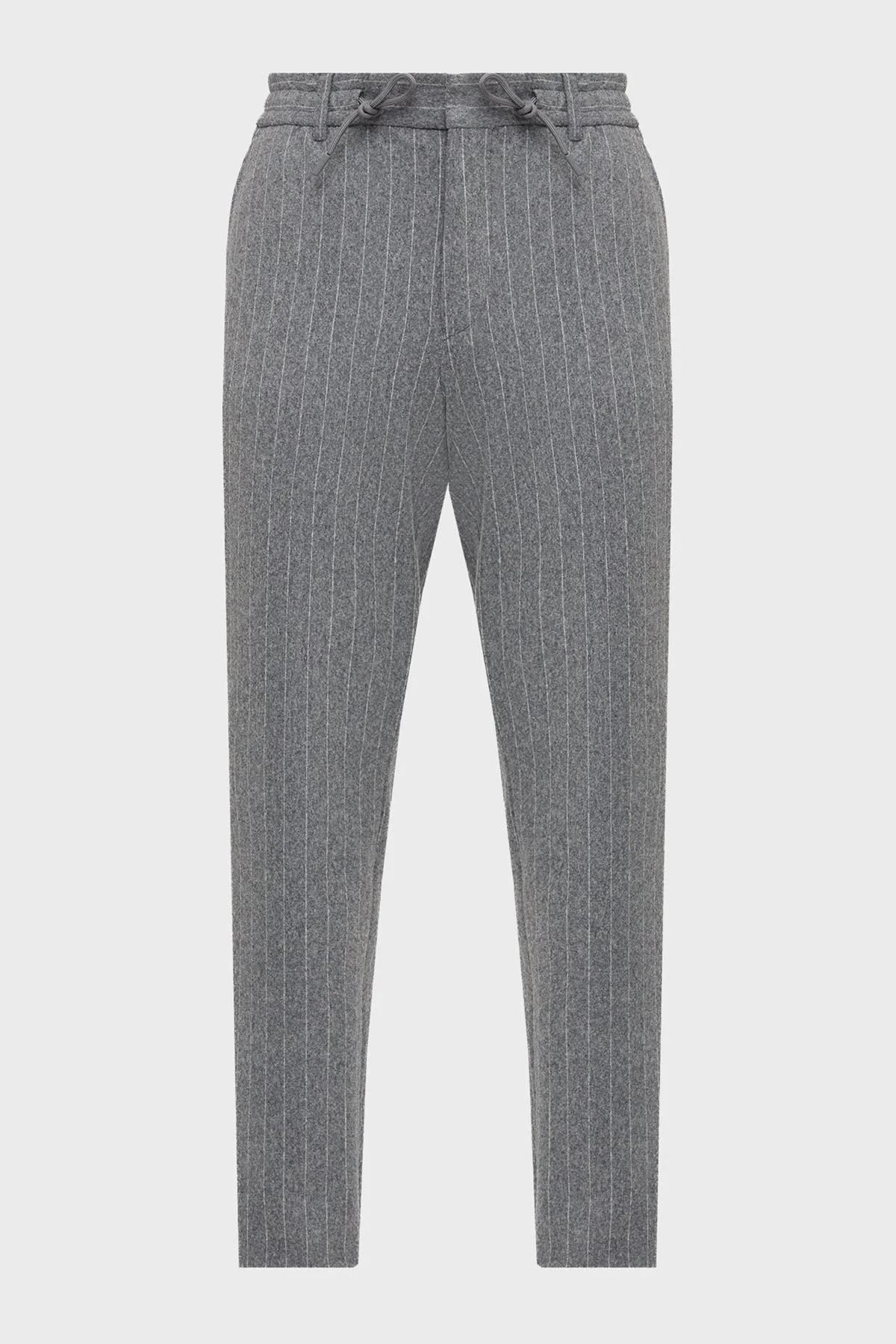 Boss Yün Karışımlı Tapered Fit Normal Bel Düz Paça Çizgili Erkek Pantolon 50551518 030 GRİ - 5
