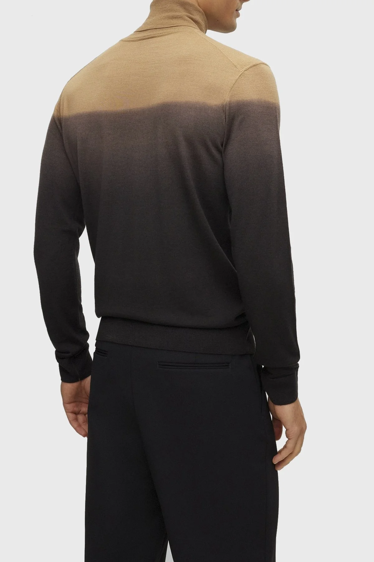 Boss Yün ve İpek Karışımlı Degrade Görünümlü Balıkçı Yaka Regular Fit Erkek Kazak 50500669 260 KAHVE - 9