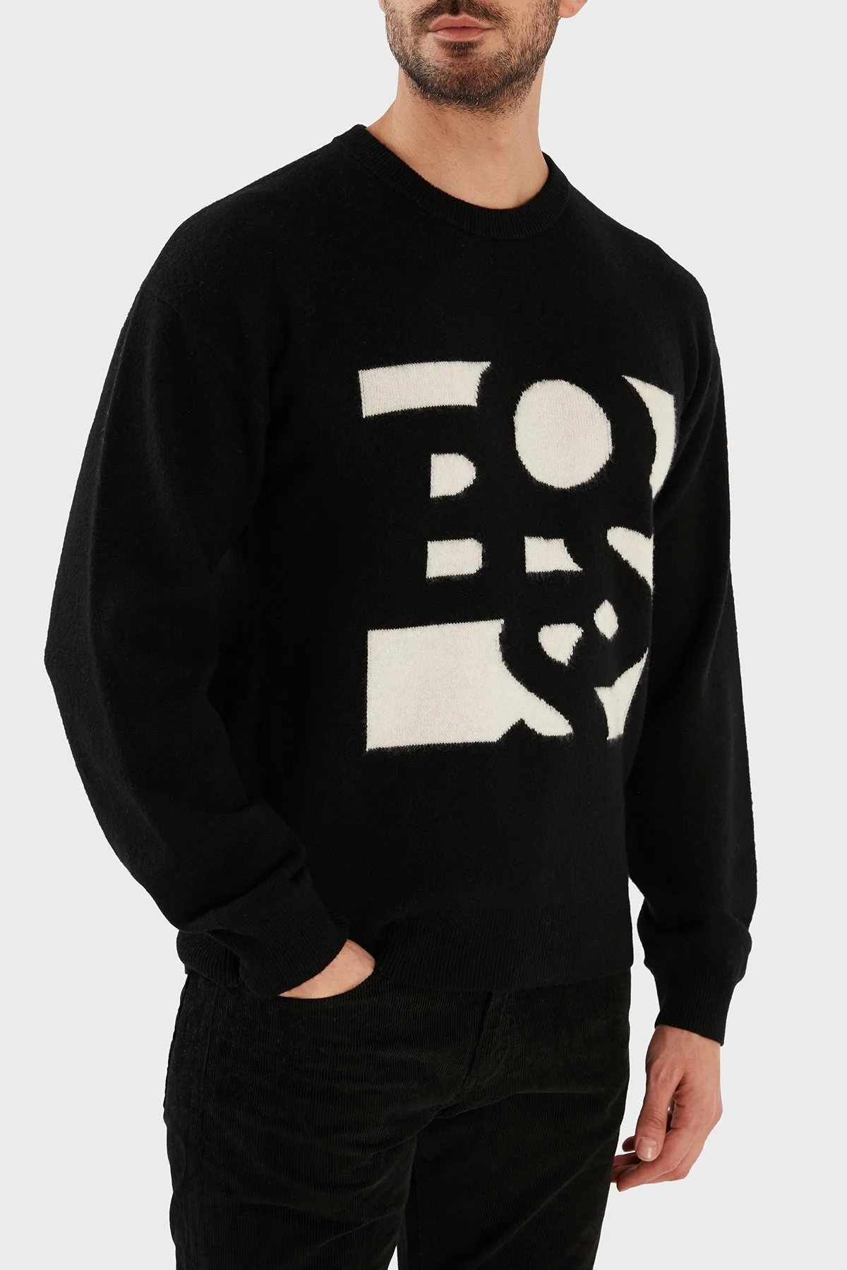 Boss Yün ve Kaşmir Karışımlı Regular Fit Bisiklet Yaka Erkek Kazak 50477350 001 SİYAH - 2