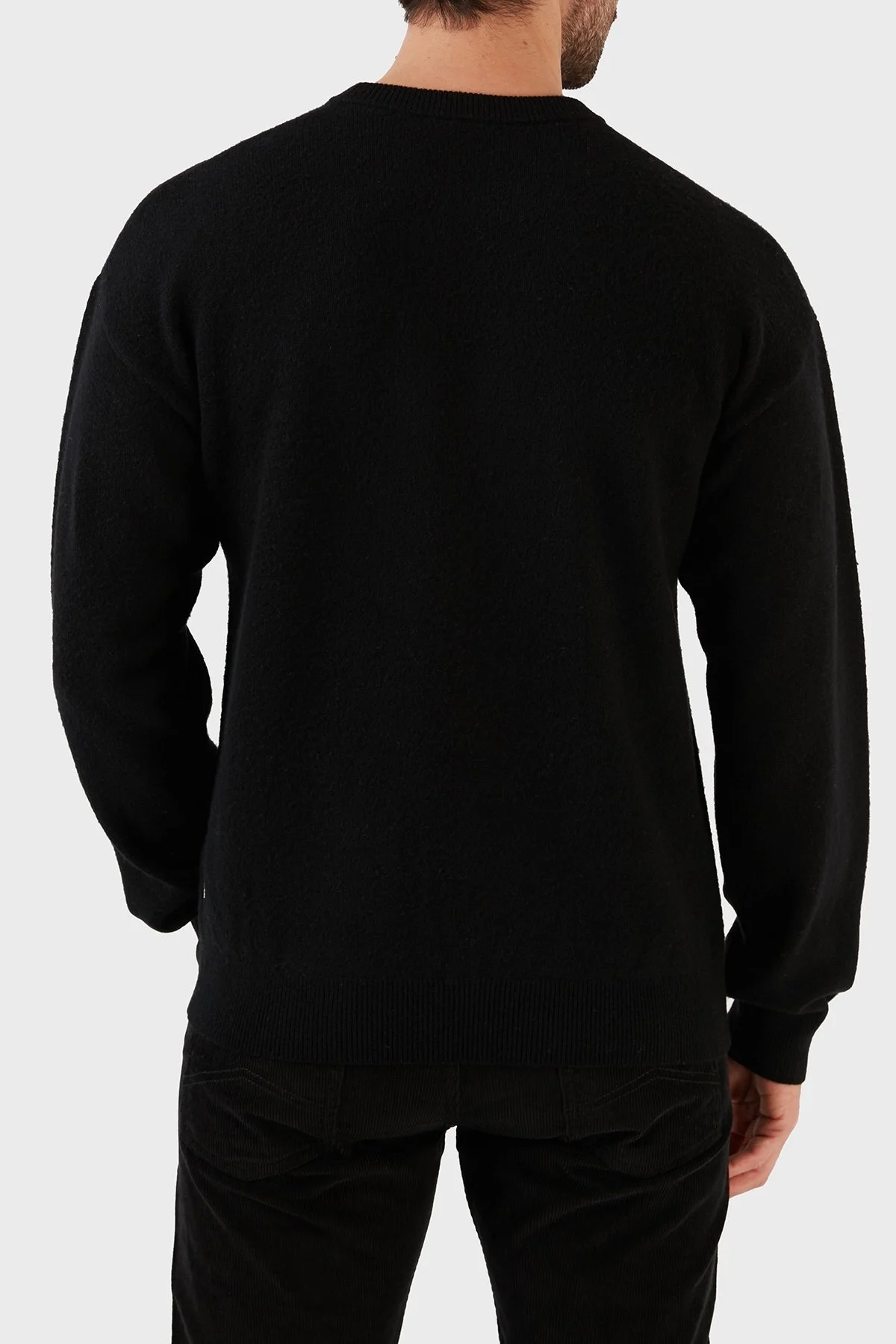 Boss Yün ve Kaşmir Karışımlı Regular Fit Bisiklet Yaka Erkek Kazak 50477350 001 SİYAH - 5