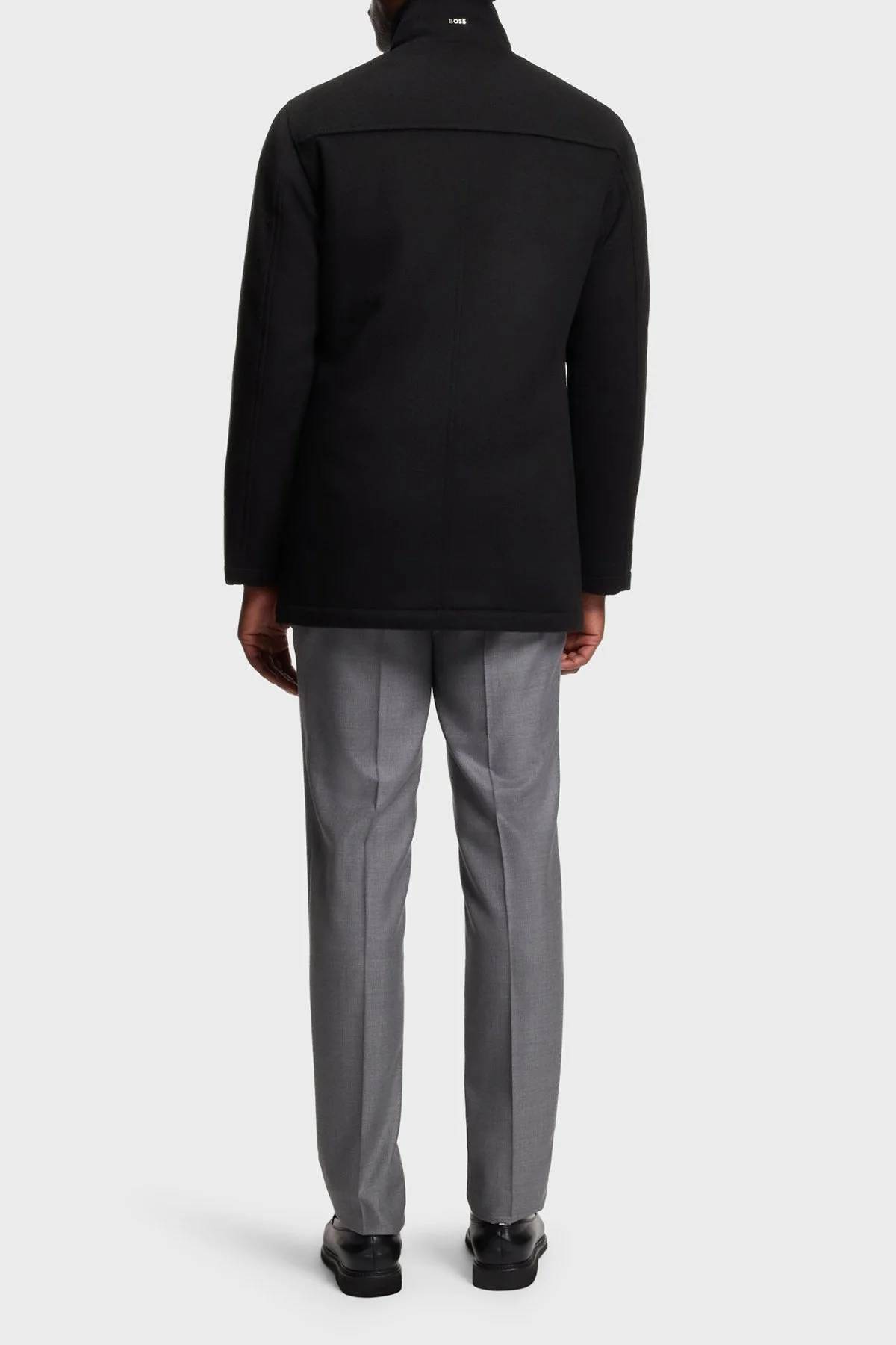 Boss Yün ve Kaşmir Karışımlı Relaxed Fit Dik Yaka Erkek Kaban 50549193 001 SİYAH - 3