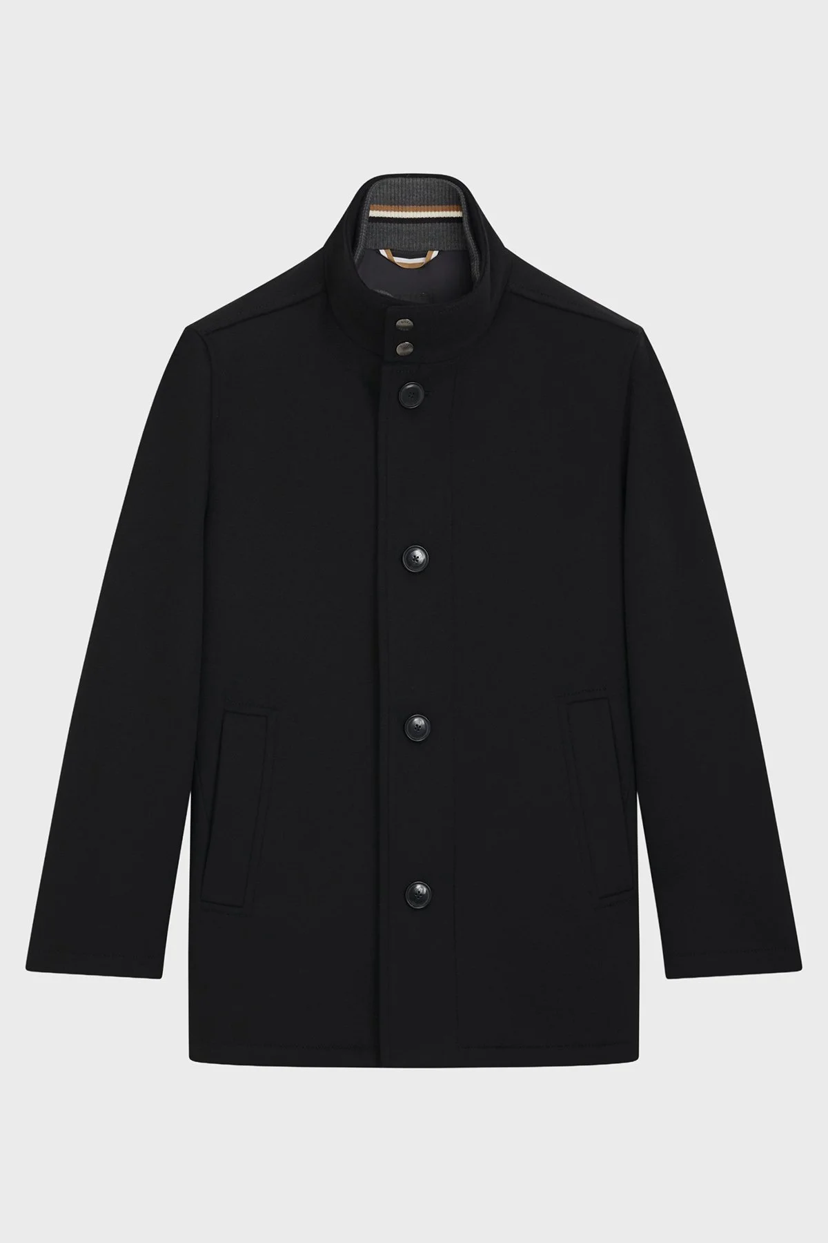 Boss Yün ve Kaşmir Karışımlı Relaxed Fit Dik Yaka Erkek Kaban 50549193 001 SİYAH - 6