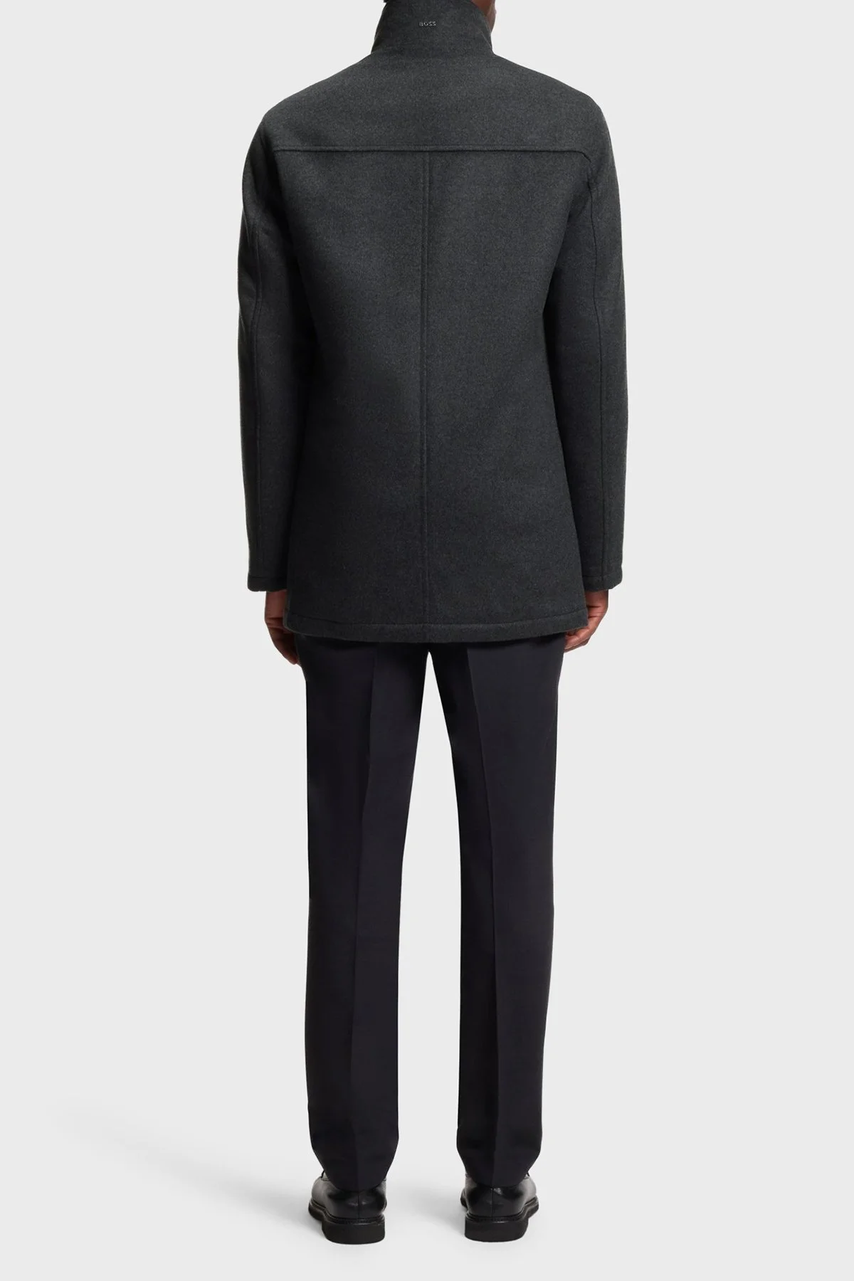 Boss Yün ve Kaşmir Karışımlı Relaxed Fit Dik Yaka Erkek Kaban 50549193 030 GRİ - 3
