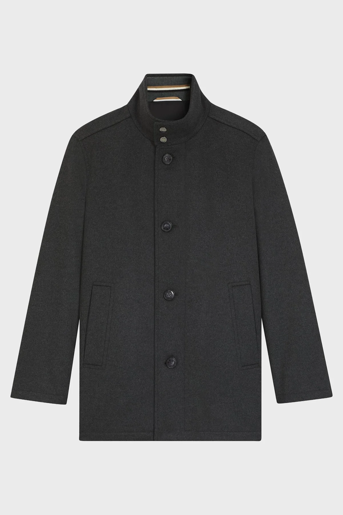 Boss Yün ve Kaşmir Karışımlı Relaxed Fit Dik Yaka Erkek Kaban 50549193 030 GRİ - 6