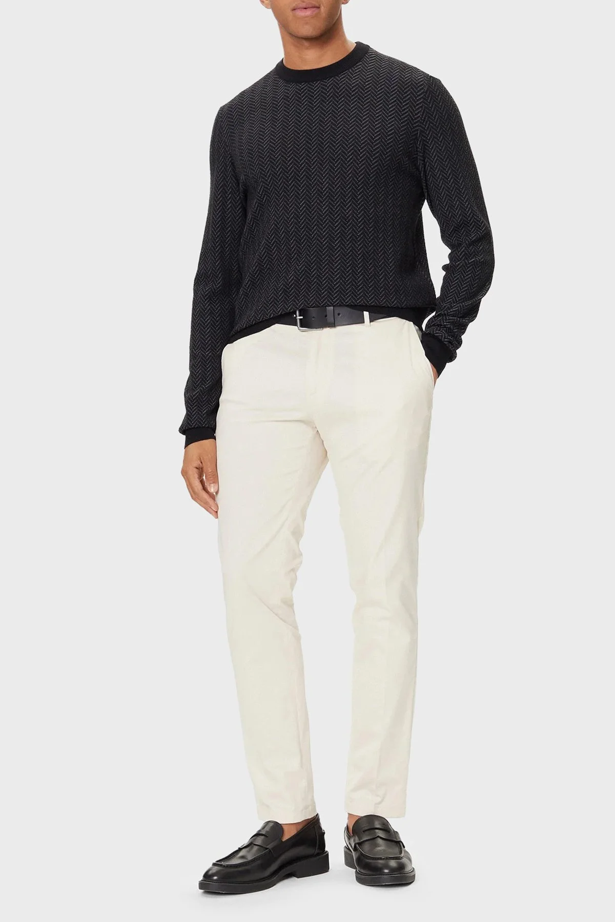 Boss Yün ve Pamuk Karışımlı Regular Fit Bisiklet Yaka Erkek Kazak 50549985 001 SİYAH - 2