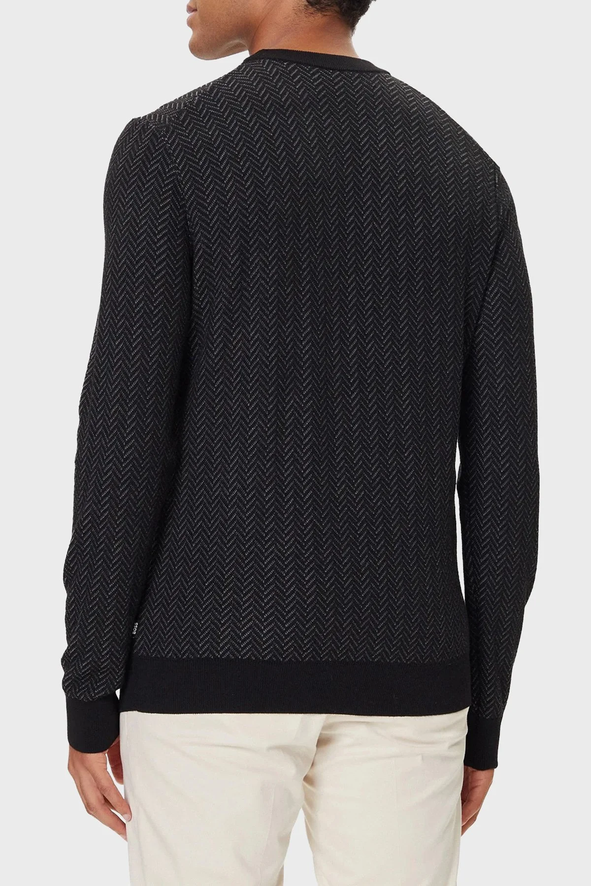 Boss Yün ve Pamuk Karışımlı Regular Fit Bisiklet Yaka Erkek Kazak 50549985 001 SİYAH - 3